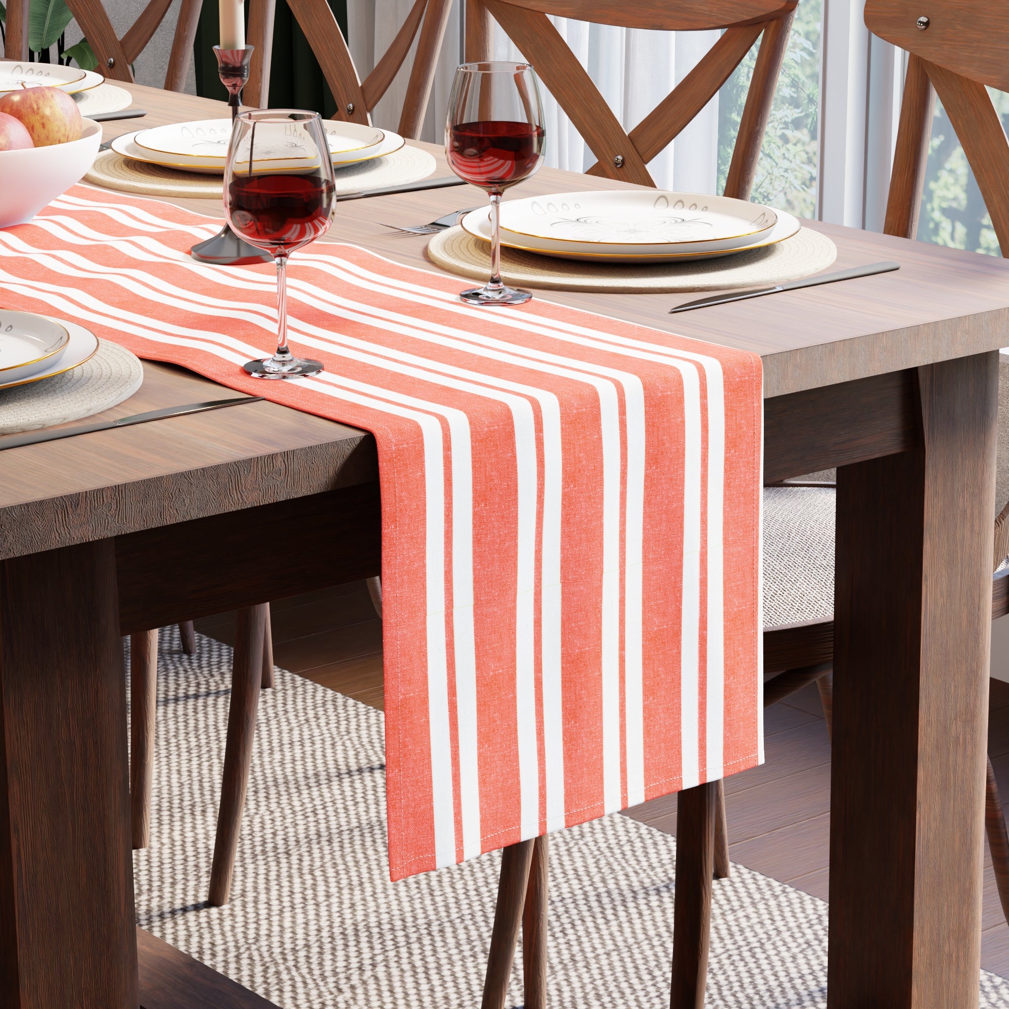 RC Yarn-Dyed Franca Orange Stripes Table Runner (Pack of 1)