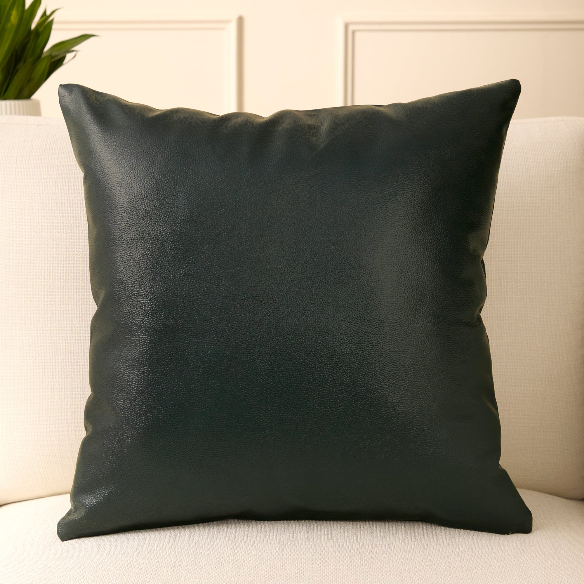 PVC Leather Green Cushion Cover (Pack of 1)