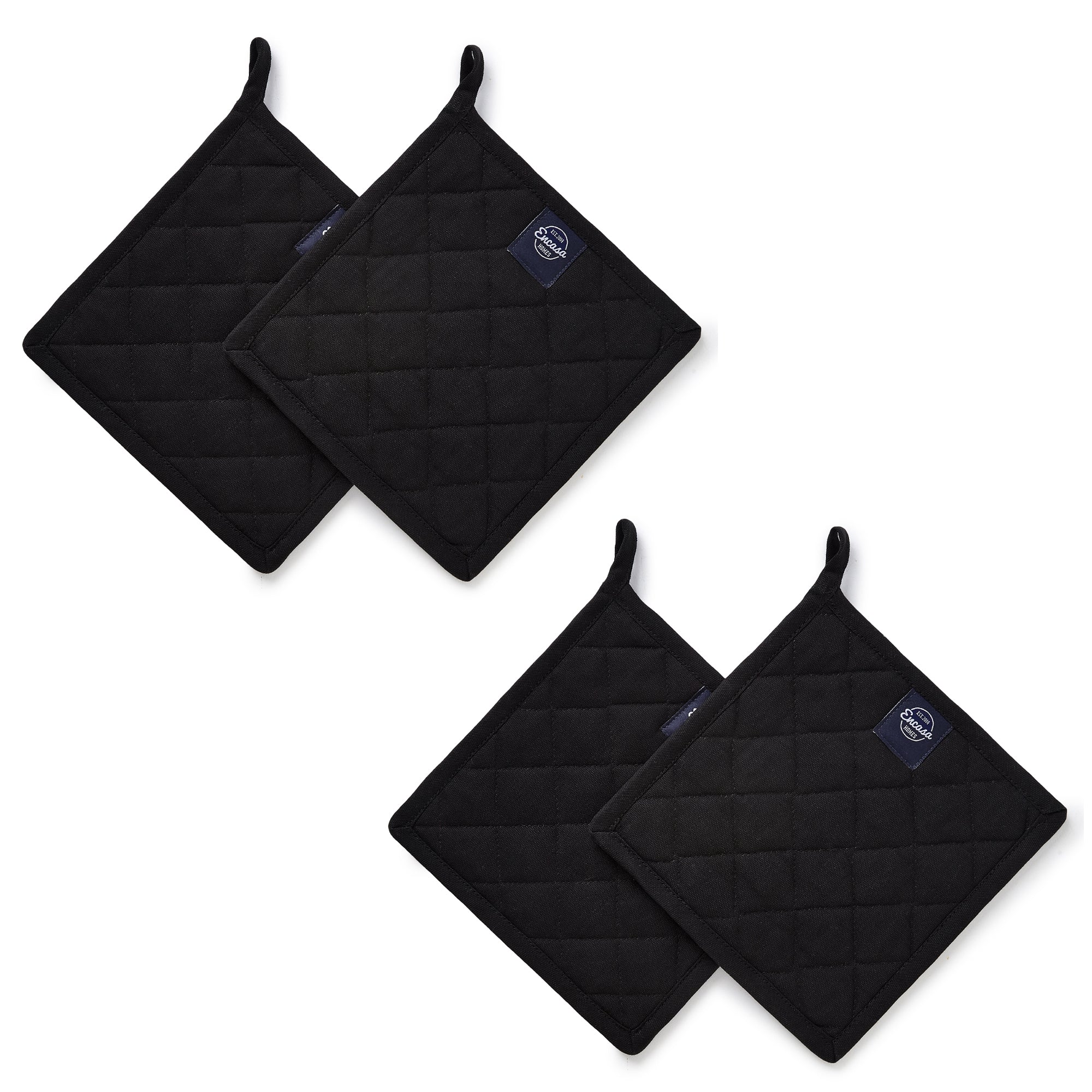 Yarn Dyed Cotton Full Black Potholder (Pack of 4)