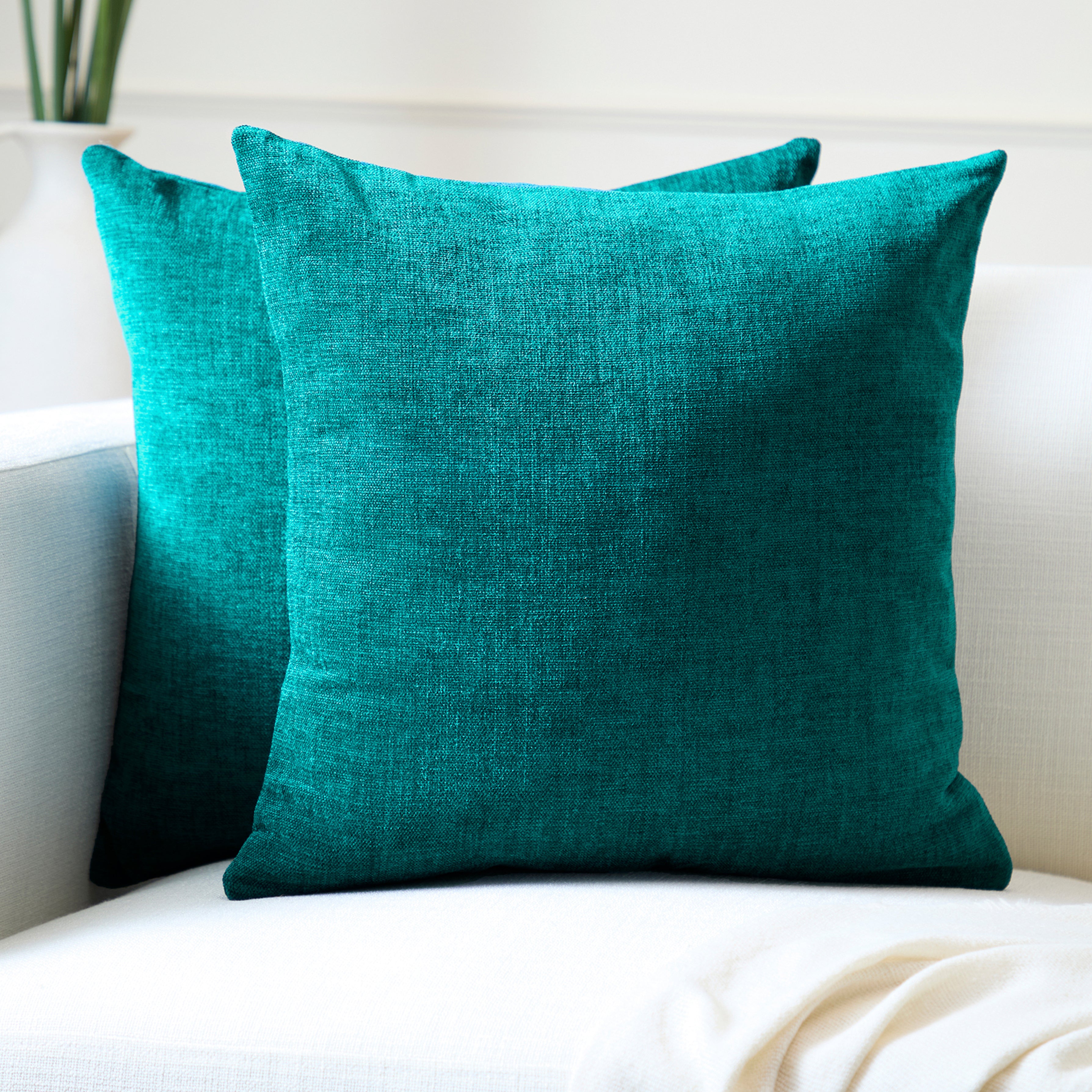 Chenille Azul Blue Cushion Cover (Pack of 2)