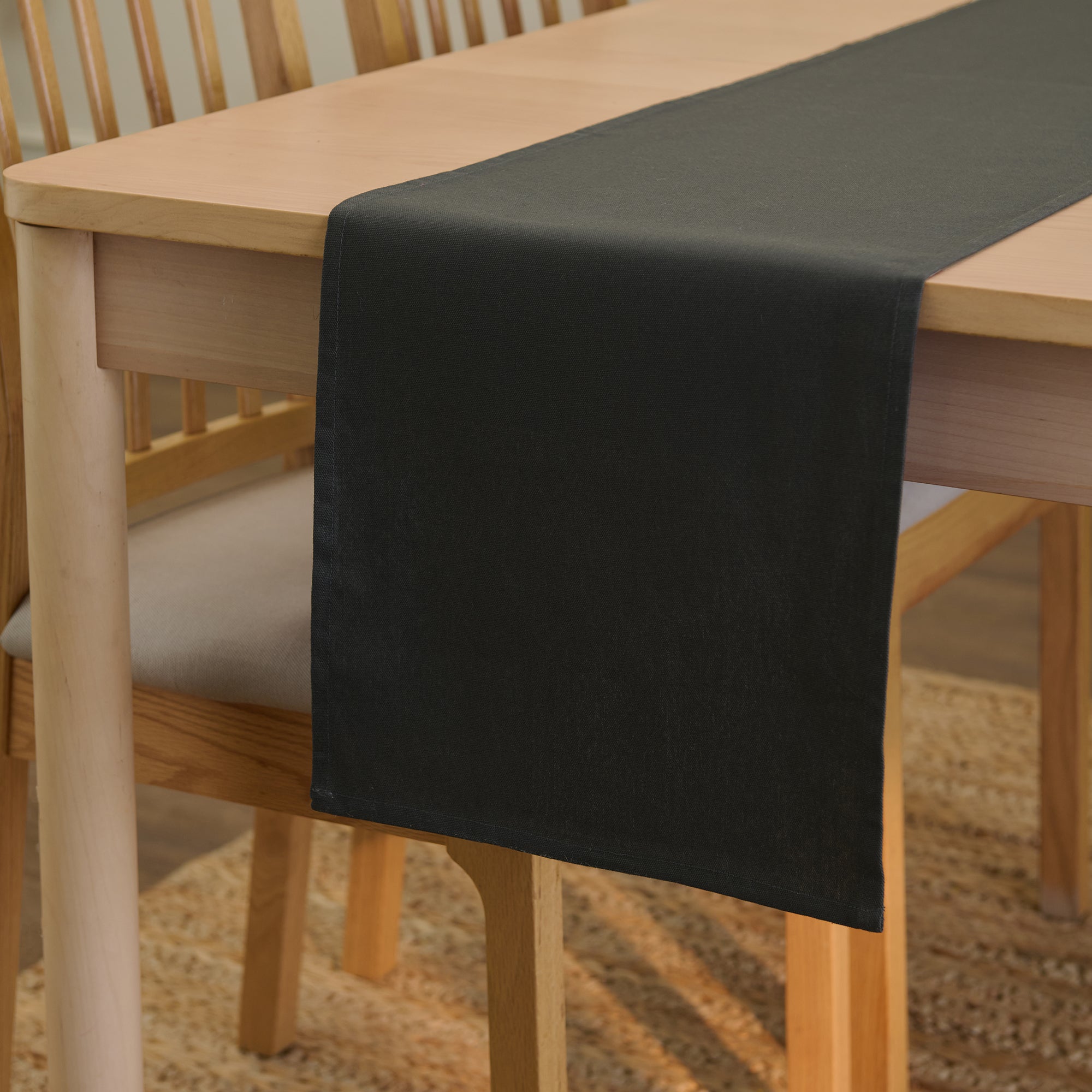Cotton Charcoal Grey Table Runner (Pack of 1)