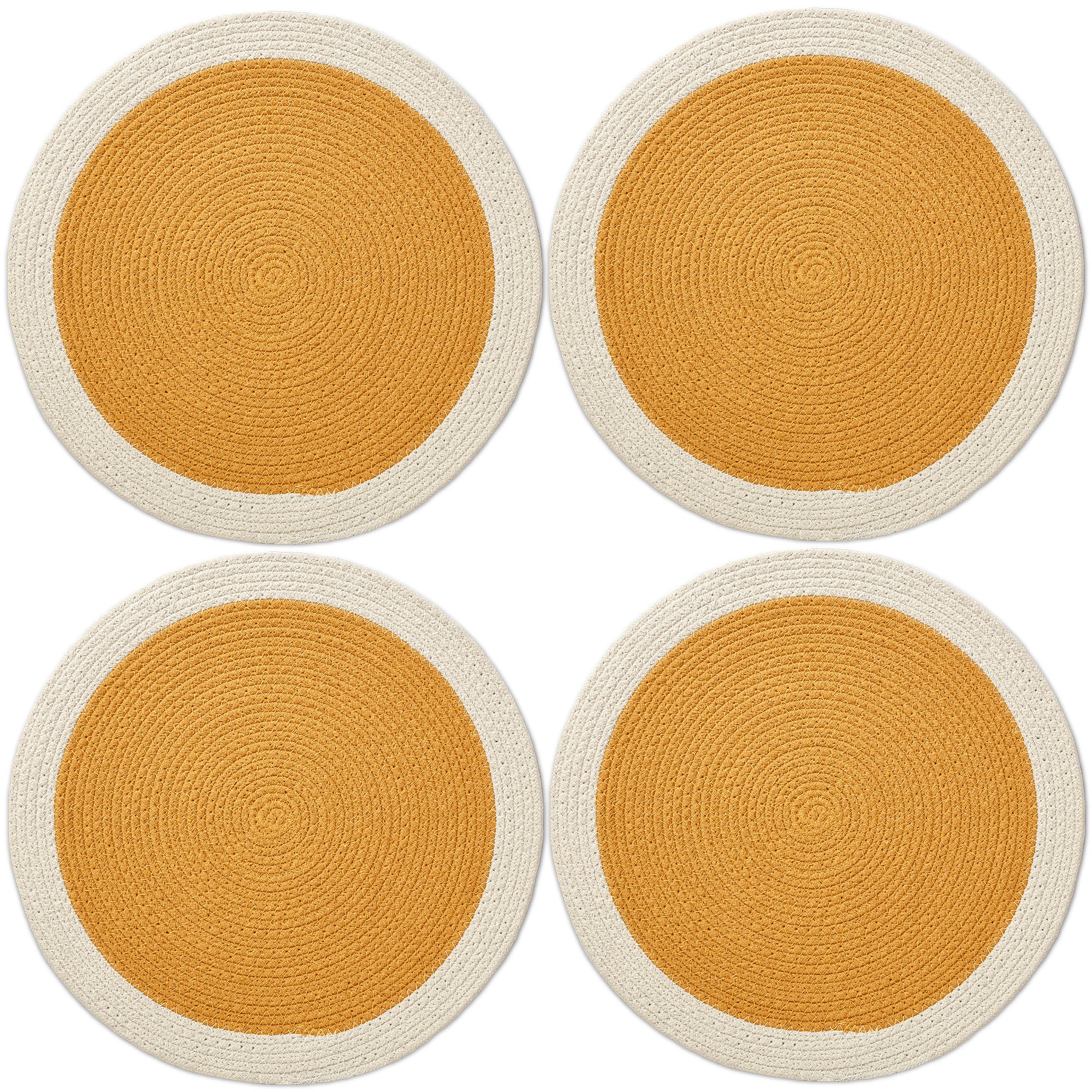 Cotton Yellow & Off White Placemat (Pack of 4)
