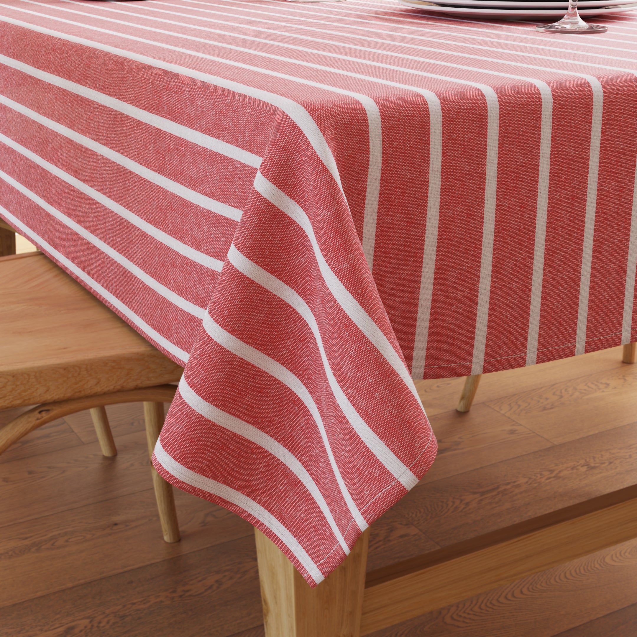 Cotton Roma Red Stripes Table Cloth (Pack of 1)