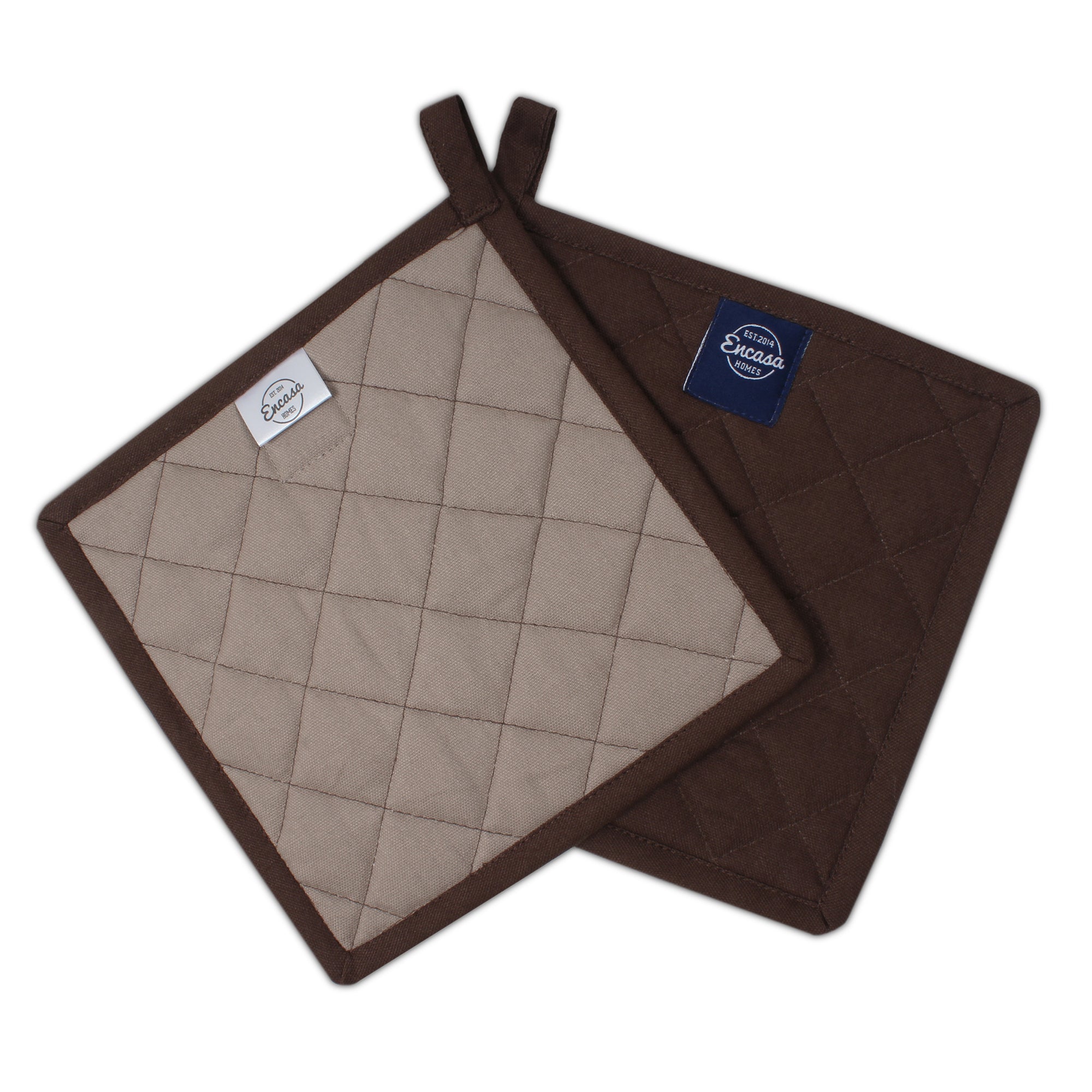 Yarn Dyed Cotton Dark Taupe & Beige Potholder (Pack of 2)