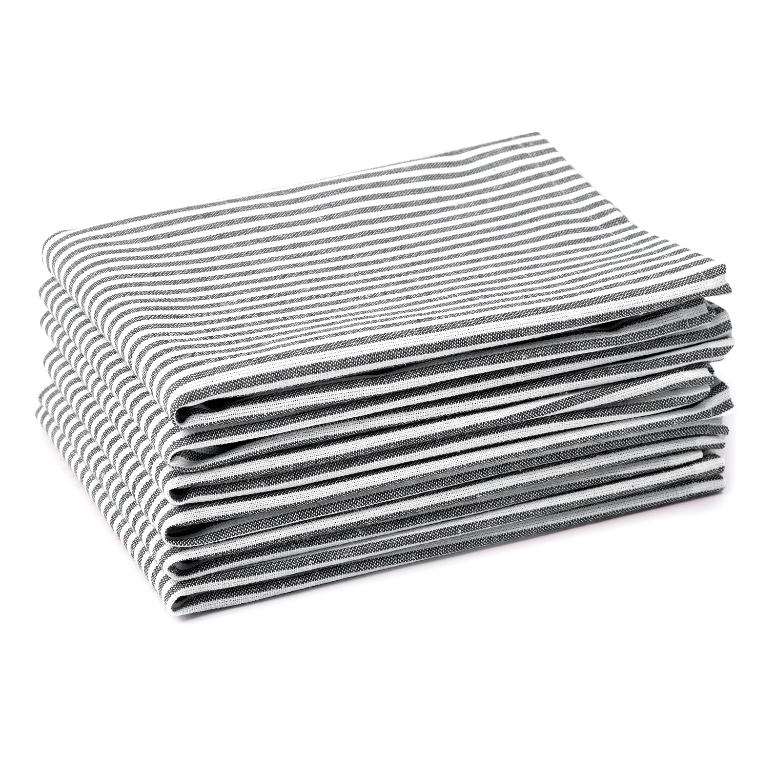 Cotton Ticking Black Table Napkins (Pack of 6)