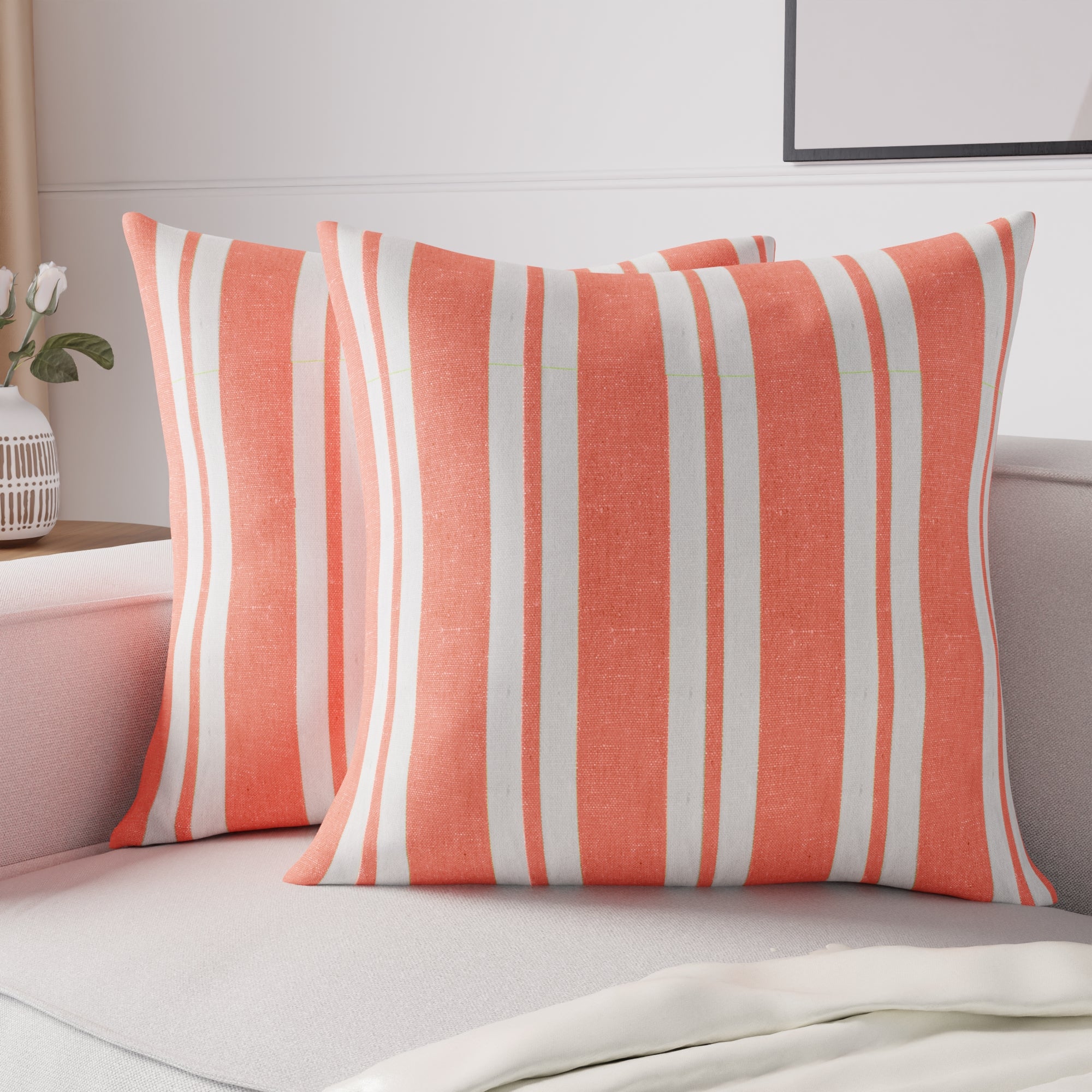 RC Yarn-Dyed Franca Orange Stripes Cushion Cover (Pack of 2)
