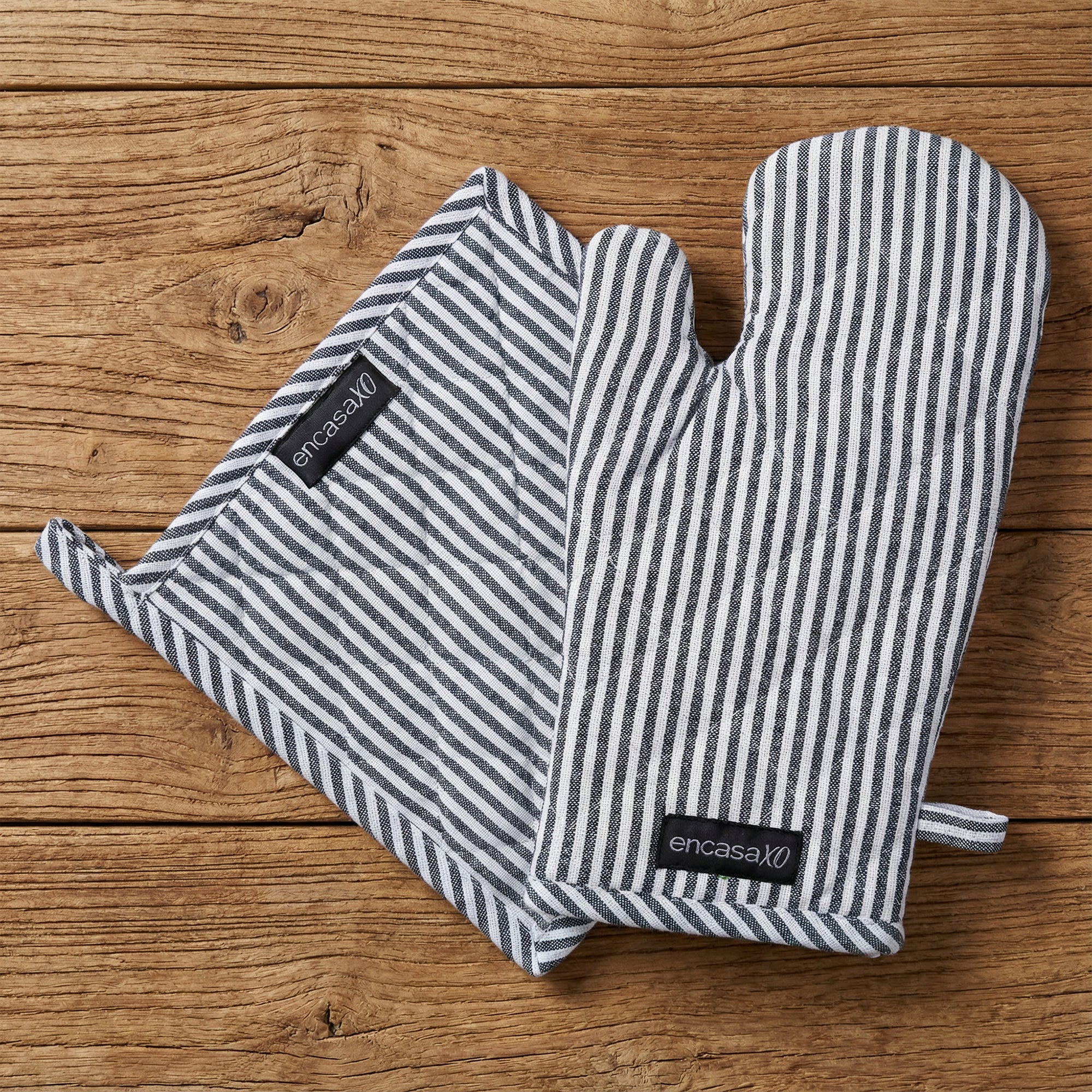 Cotton Ticking Navy Blue Oven Glove & Pot Holder