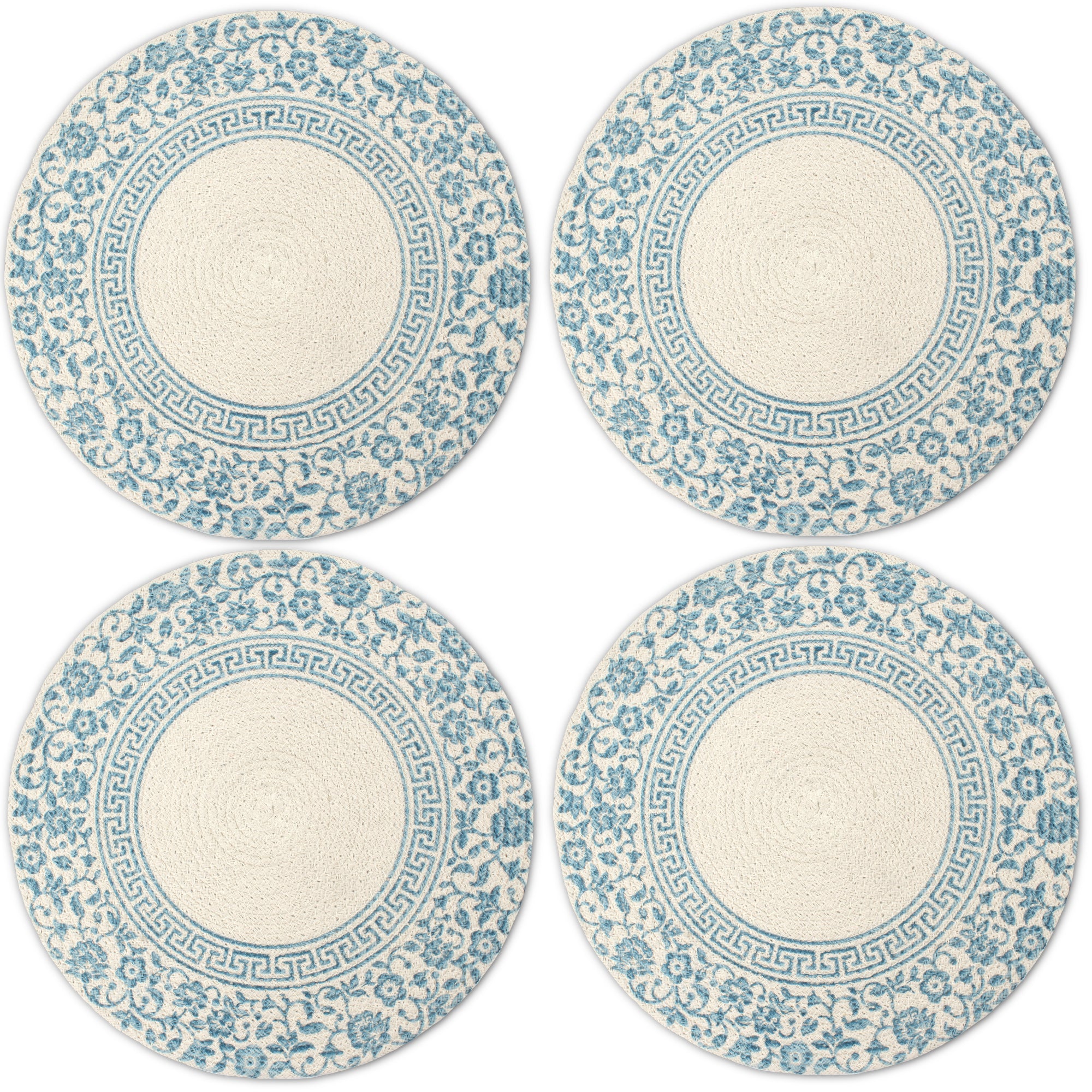 Cotton Printed Light Blue Placemat (Pack of 4)