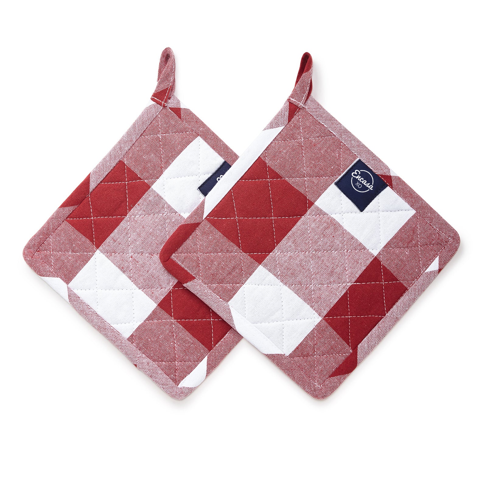 Cotton Buffalo Red Checks Pot Holders (Pack of 2)