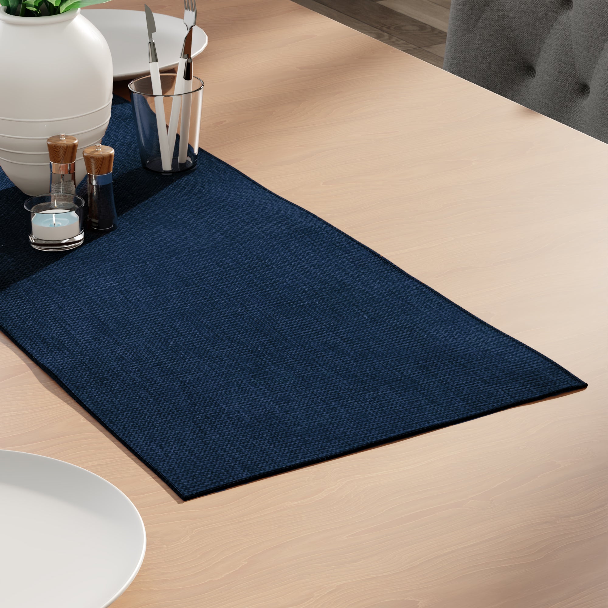 Chenille Royal Blue Table Runner