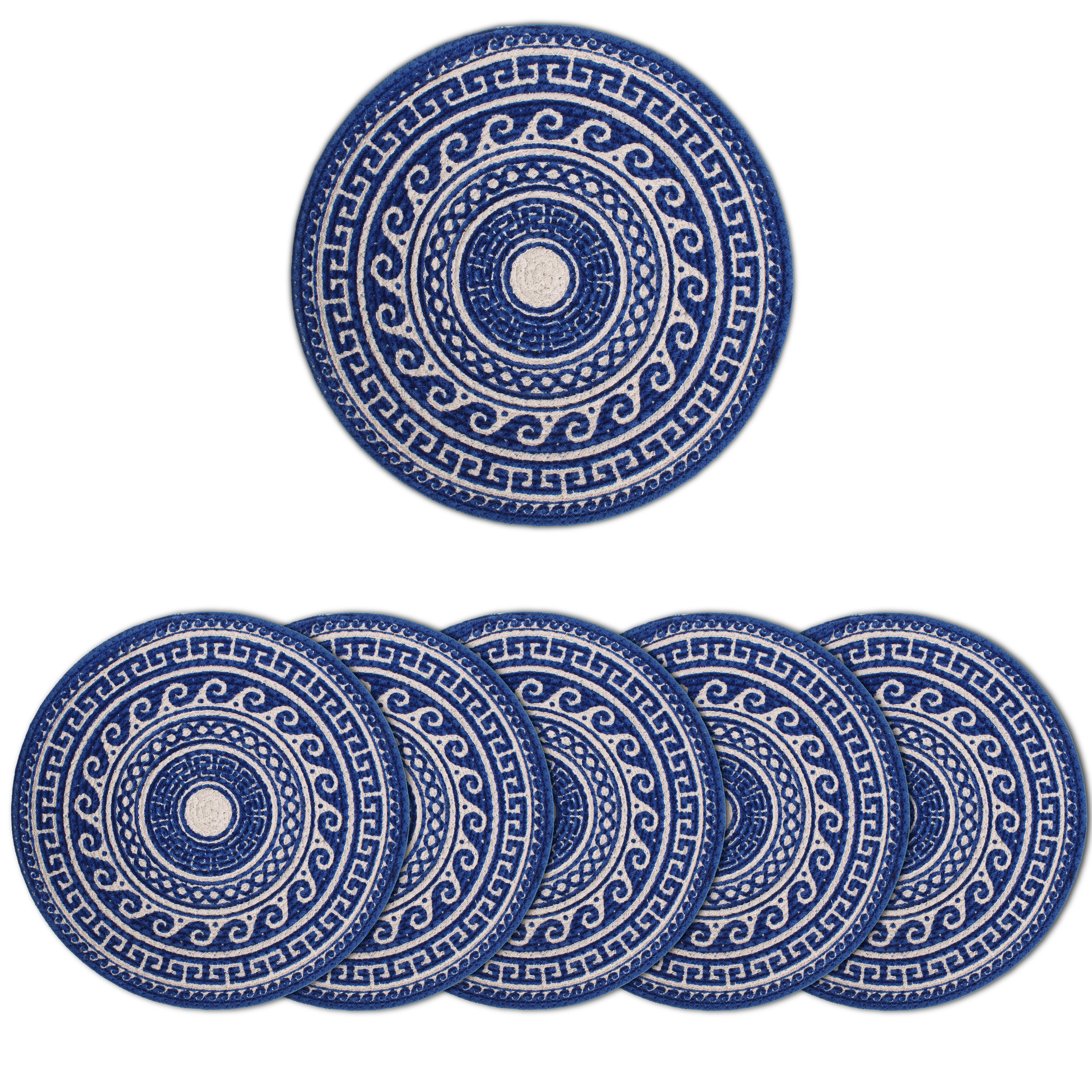 Cotton Blue Mandala Print Placemat (Pack of 6)