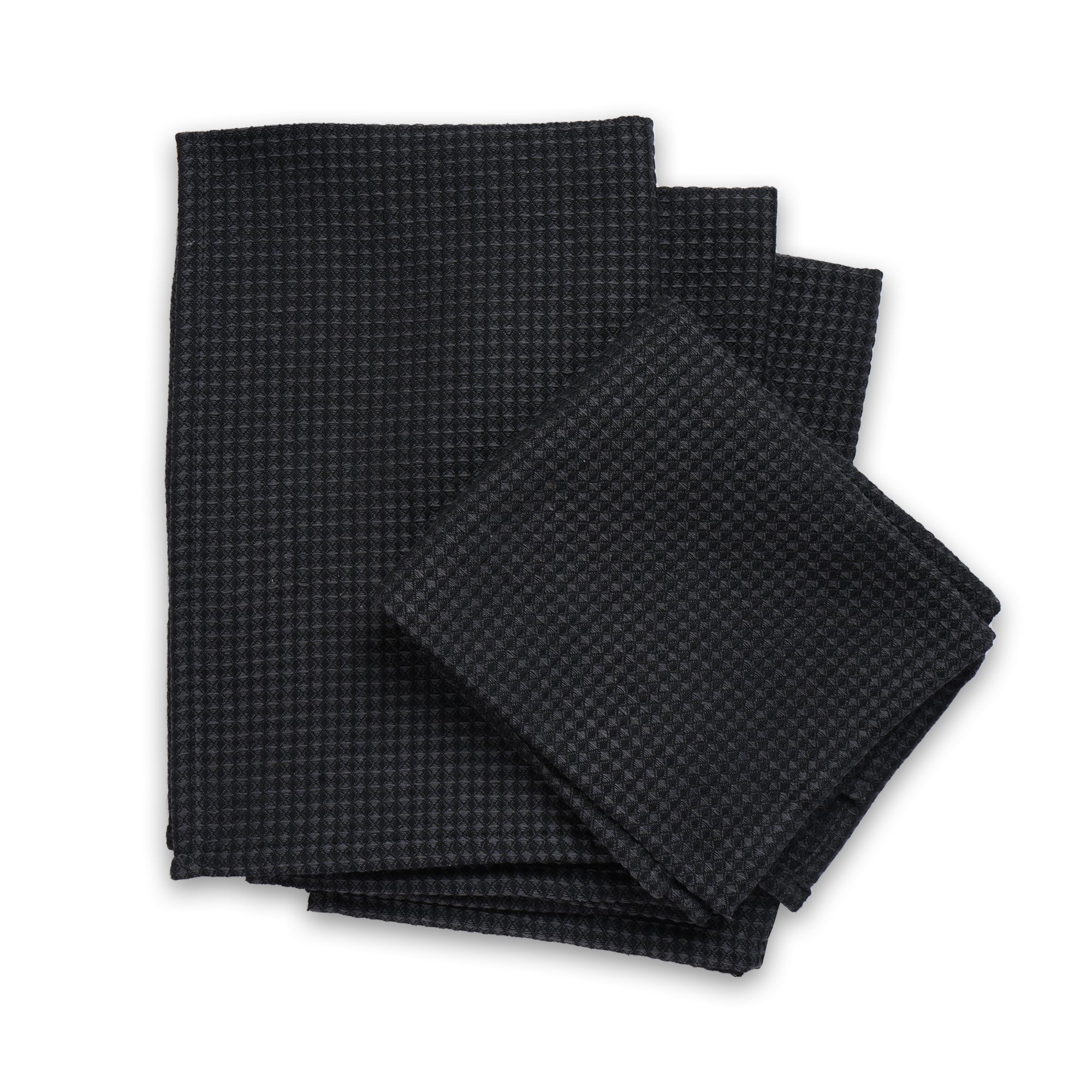 Waffle Grey Black Kitchen Towel (Pack of 4)