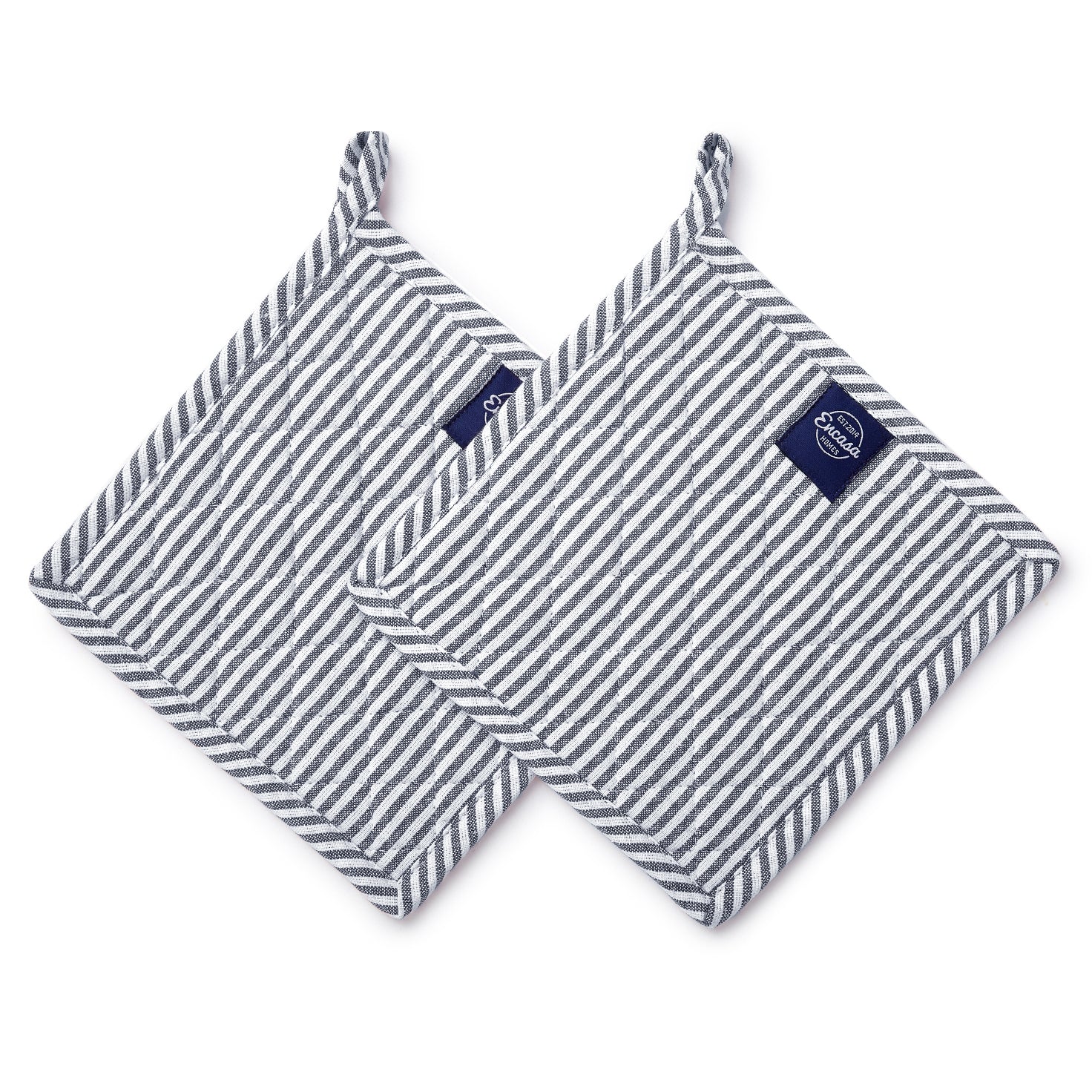 Cotton Ticking Navy Blue Pot Holders (Pack of 2)