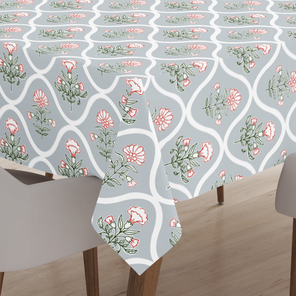Polyester Light Grey Table Cloth (Pack of 1)