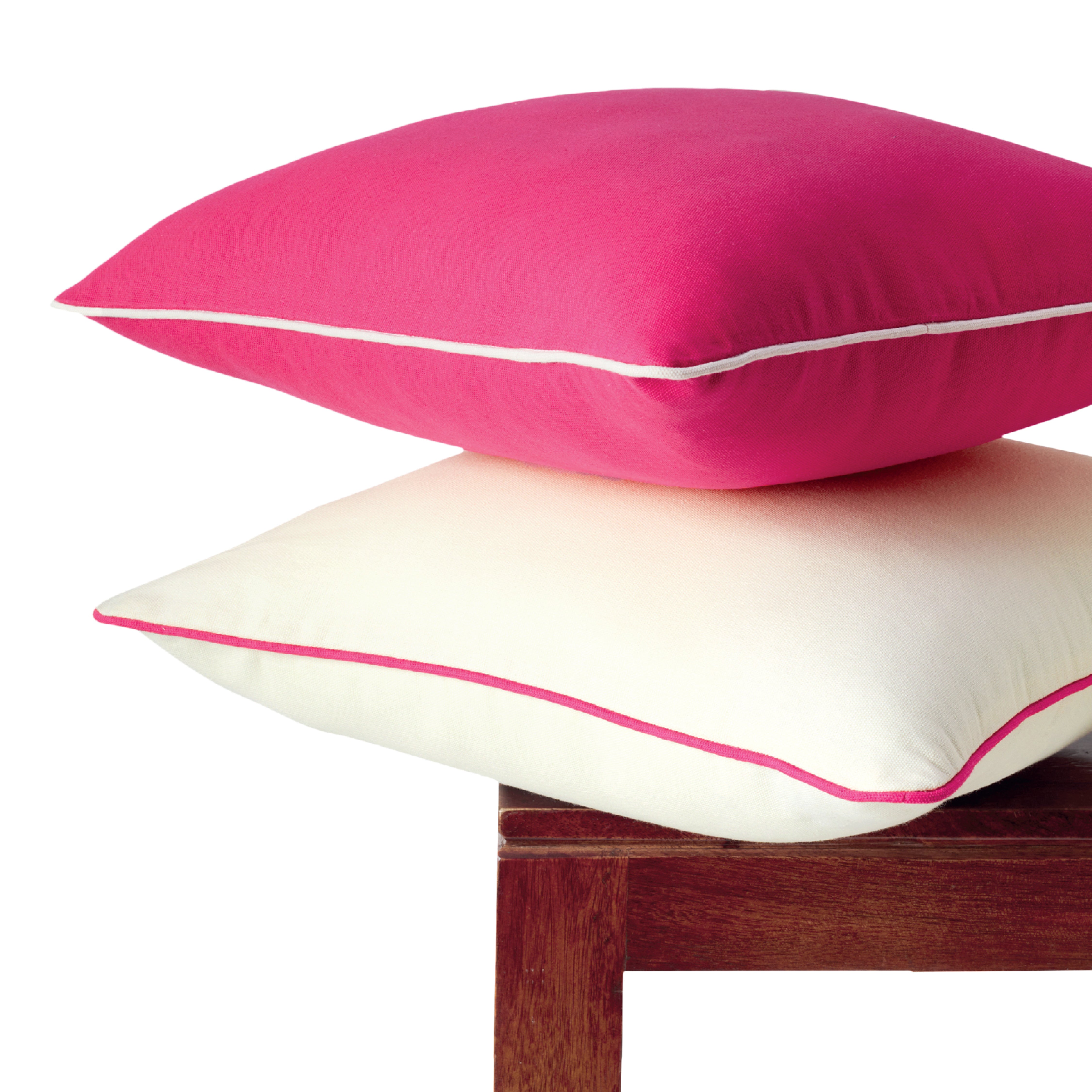Cotton Hot Pink +Natural Cushion Cover (Pack of 2)