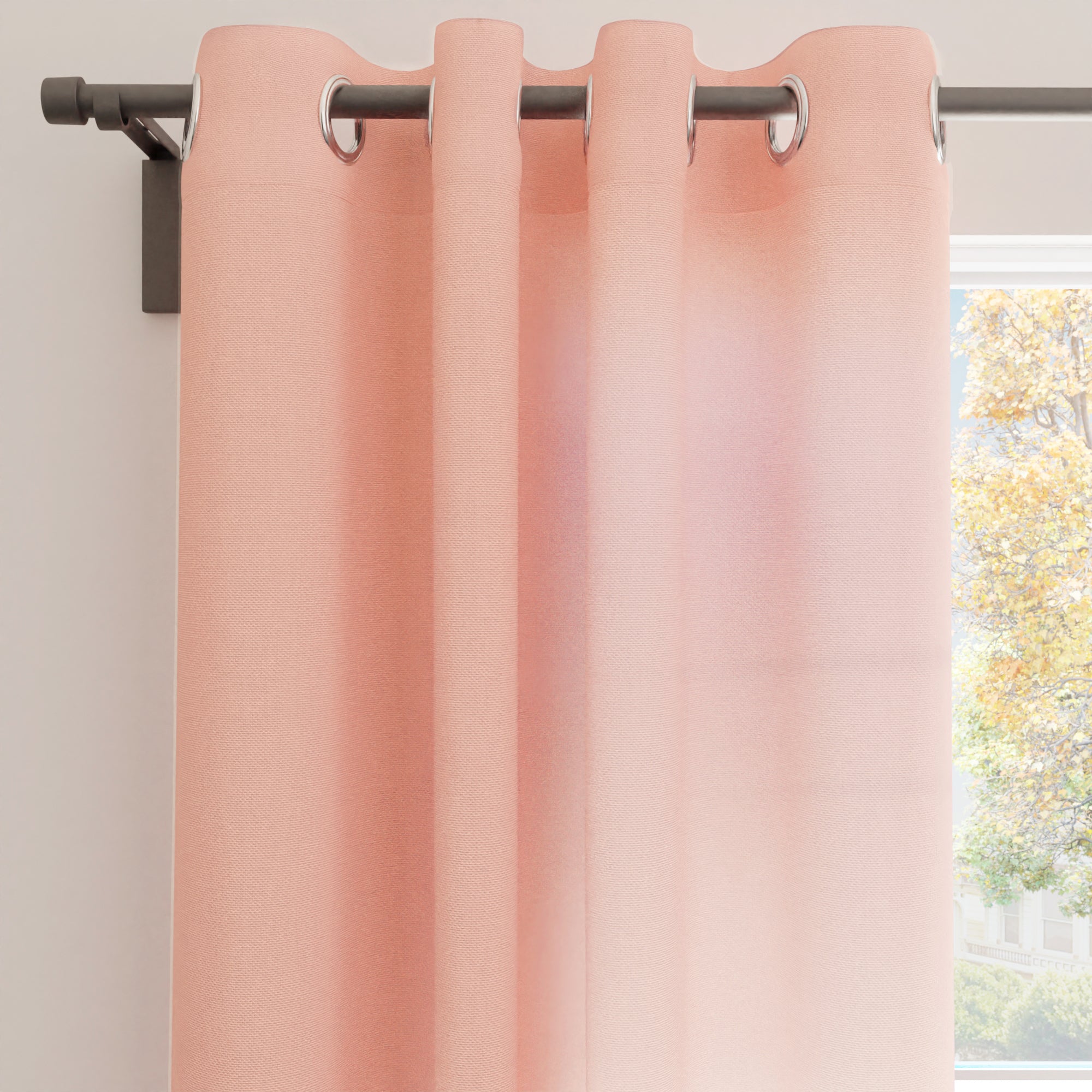 Canvas Powder Pink Curtain (Pack of 1)
