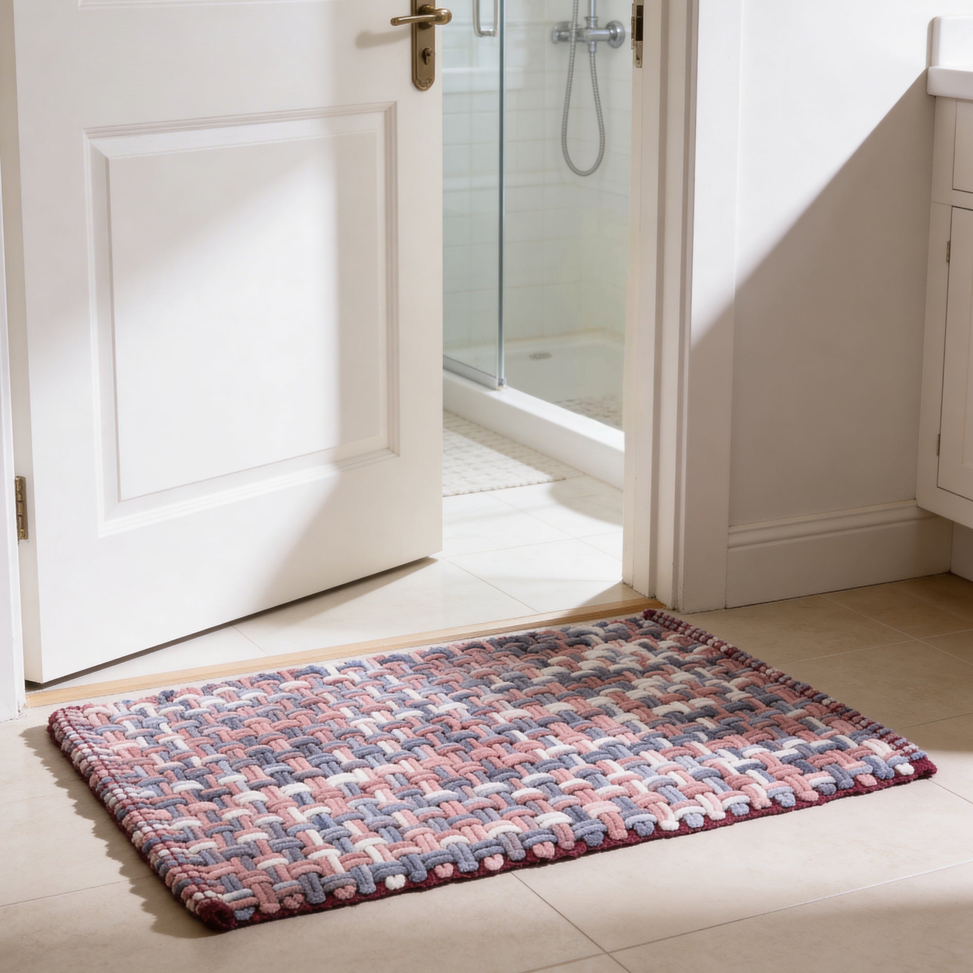 Cotton Multicolor Bathmat (Pack of 1)