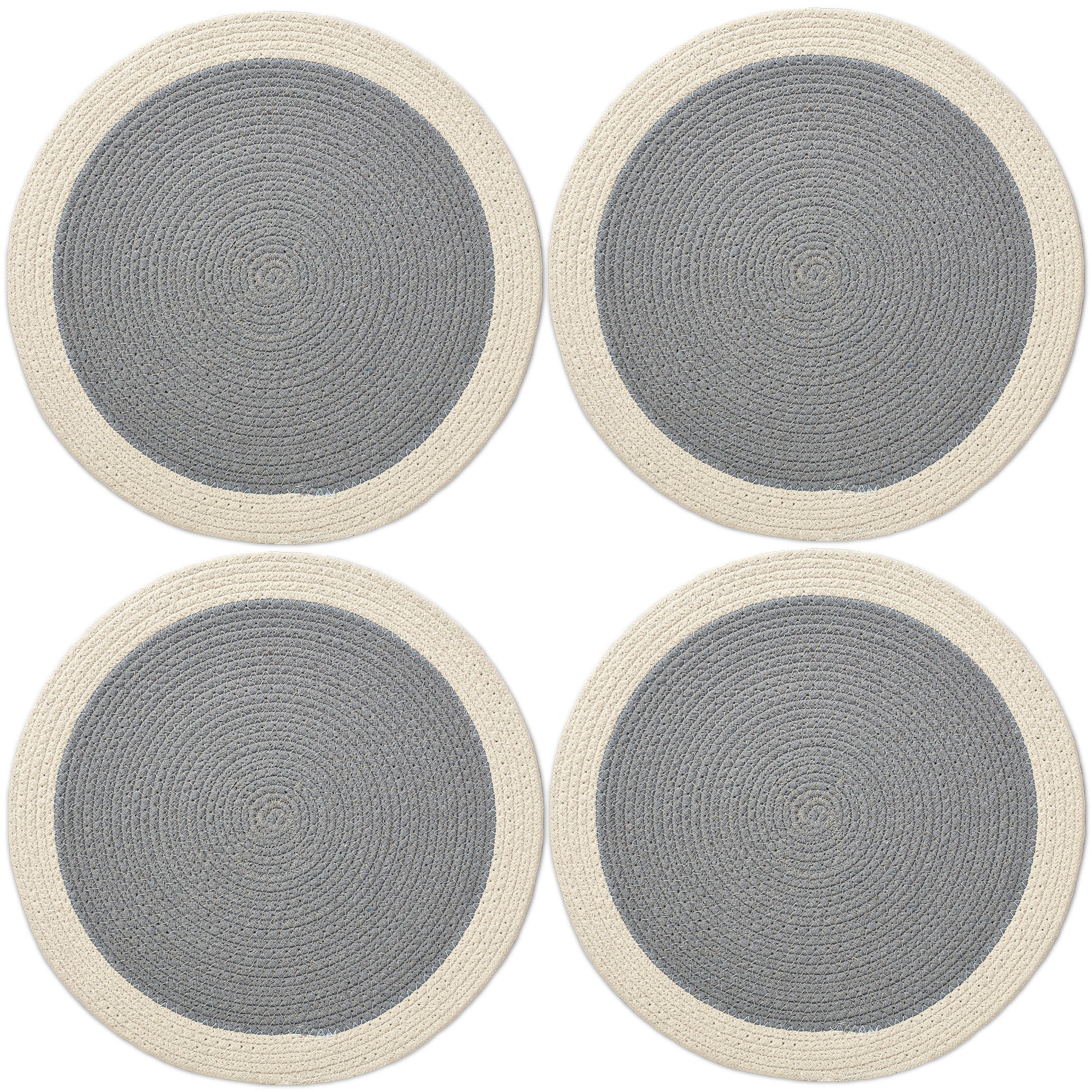 Cotton Light Grey & Off White Placemat (Pack of 4)