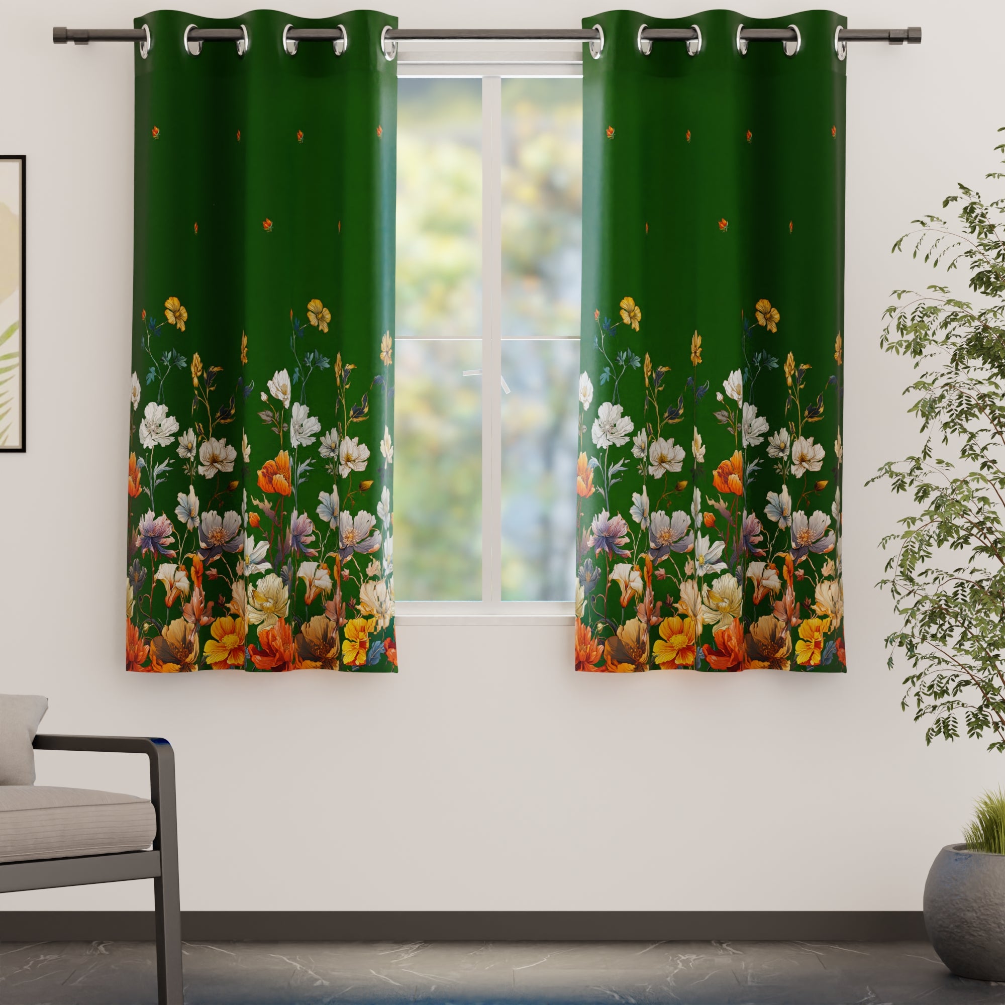 Blackout J2 Green Curtain (Pack of 2)