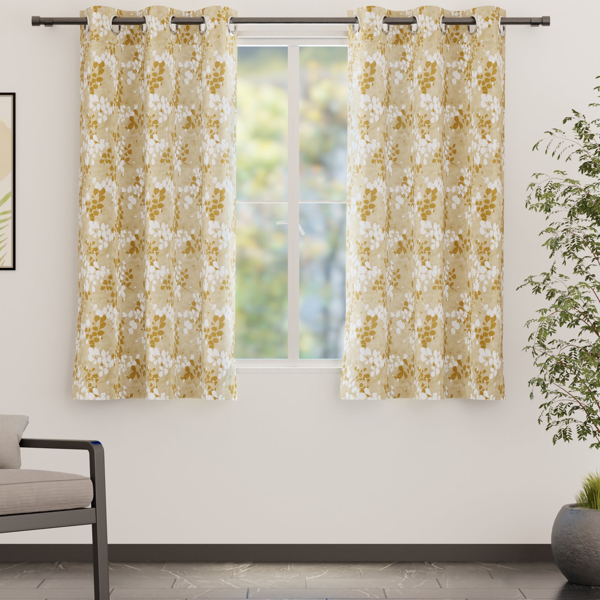 Blackout Polyester L2 Brown Curtain (Pack of 2)
