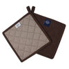 Yarn Dyed Cotton Dark Taupe & Beige Potholder (Pack of 2)