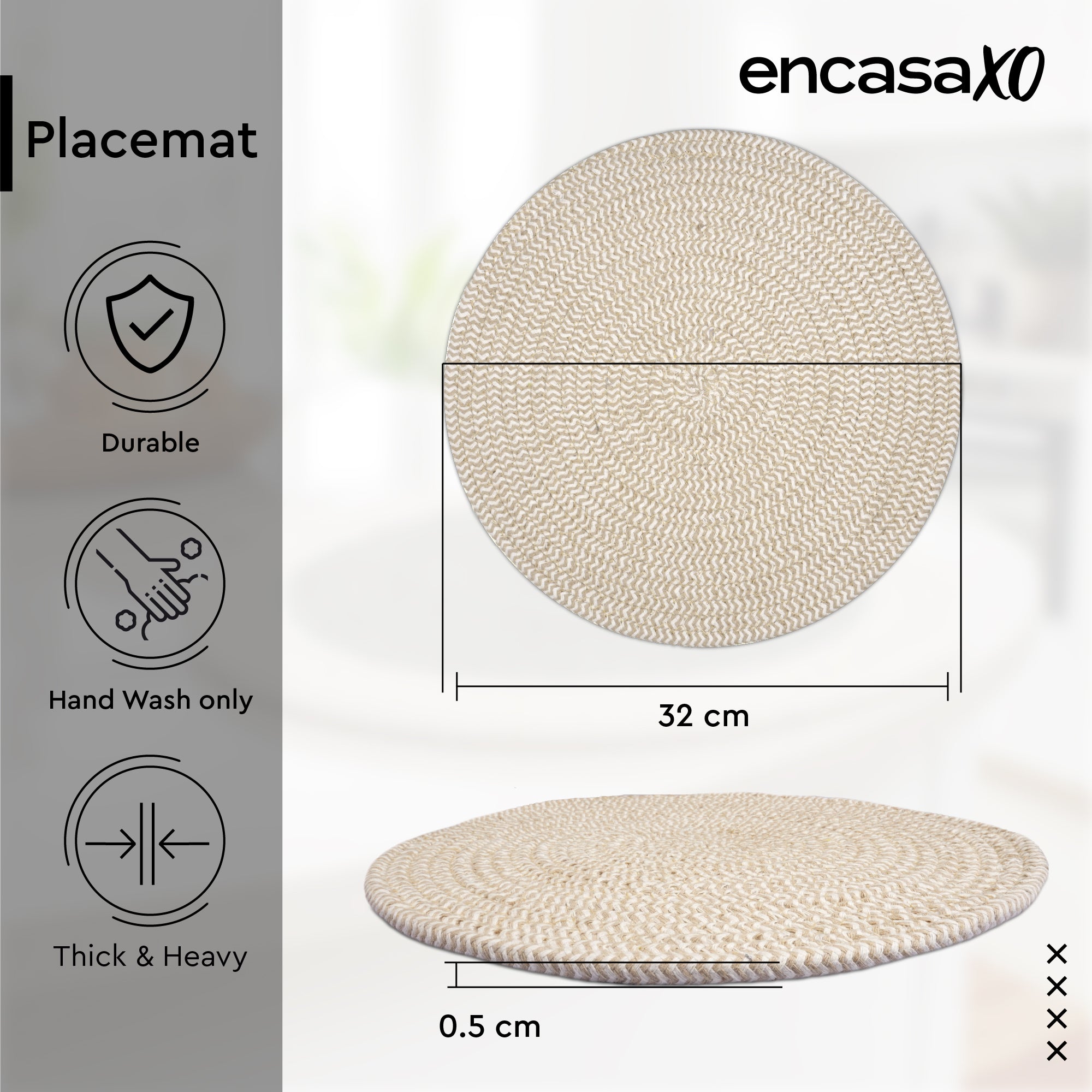 Cotton Beige & Off White Mix Placemat (Pack of 4)