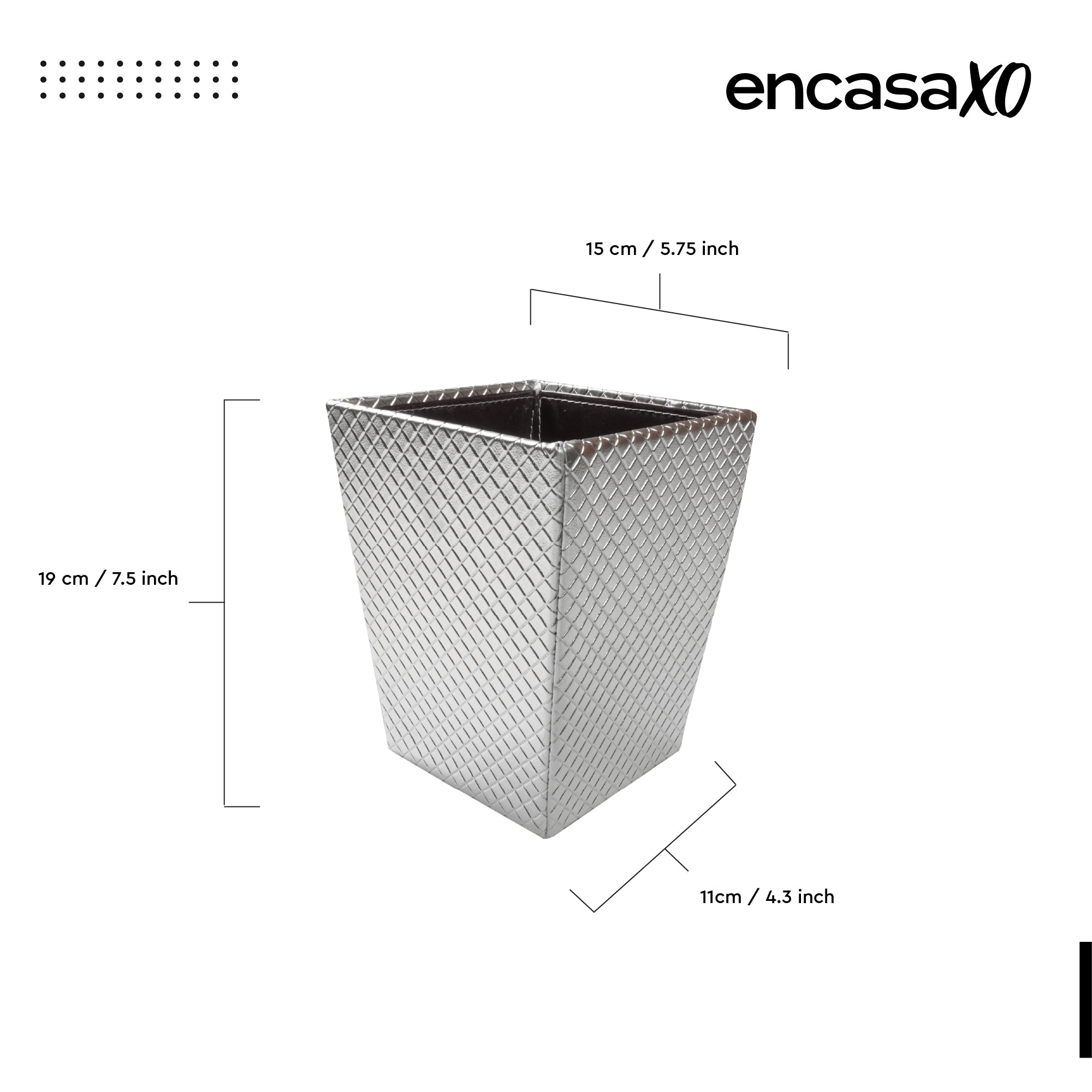 PU-Leather Silver Leather Dustbin