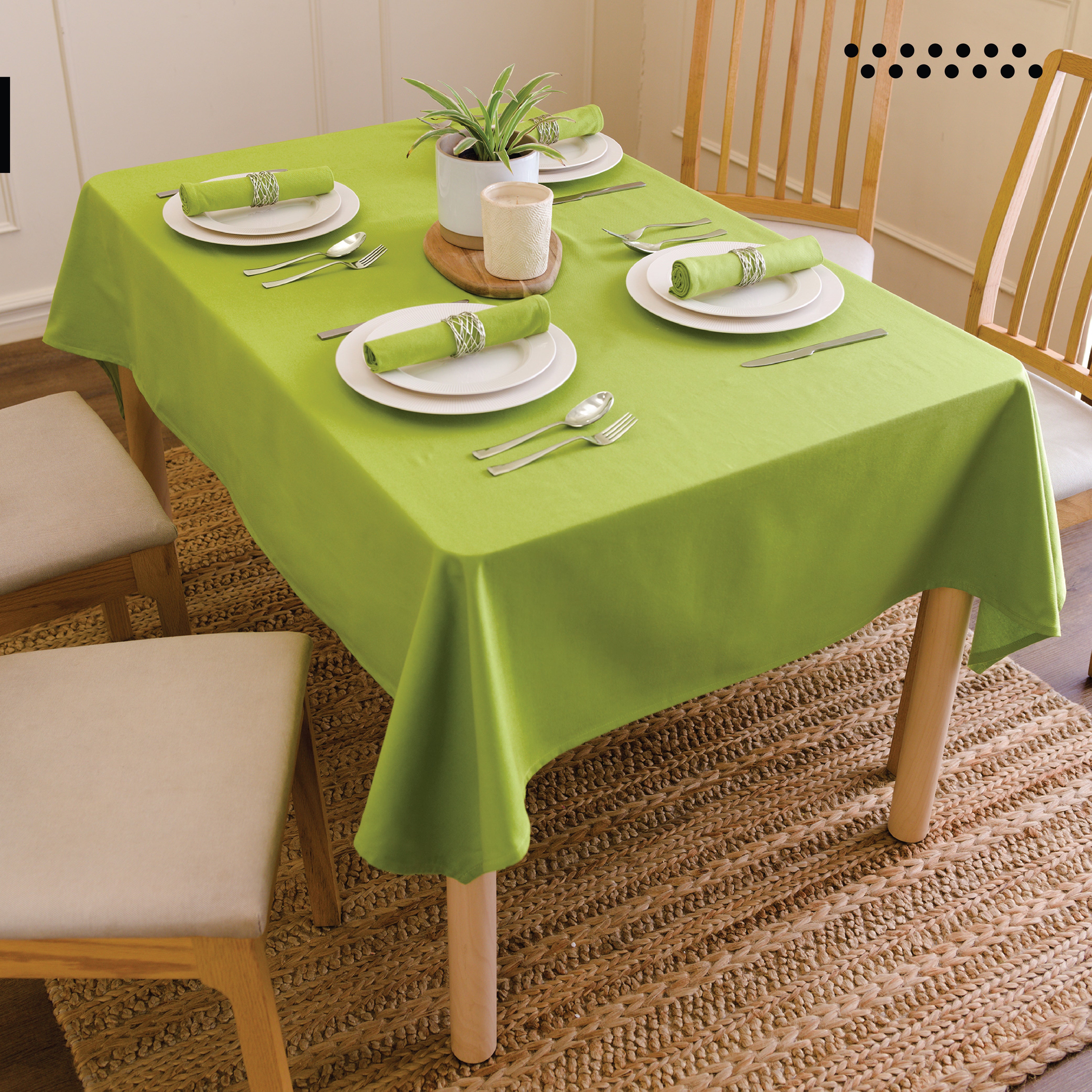 Cotton Lime Green Table Cloth (Pack of 1)