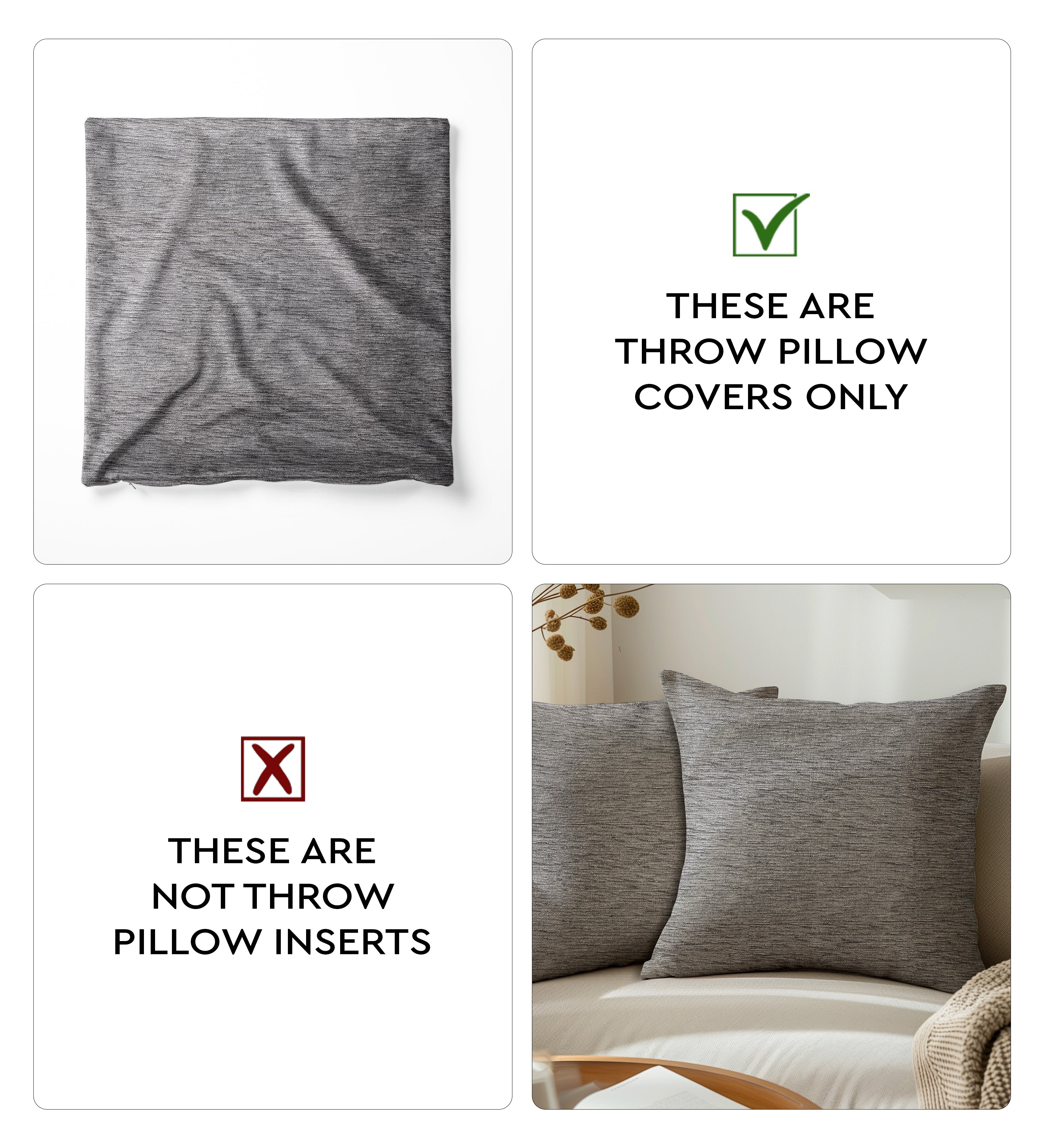 Chenille Silver Cushion Cover (Pack of 2)