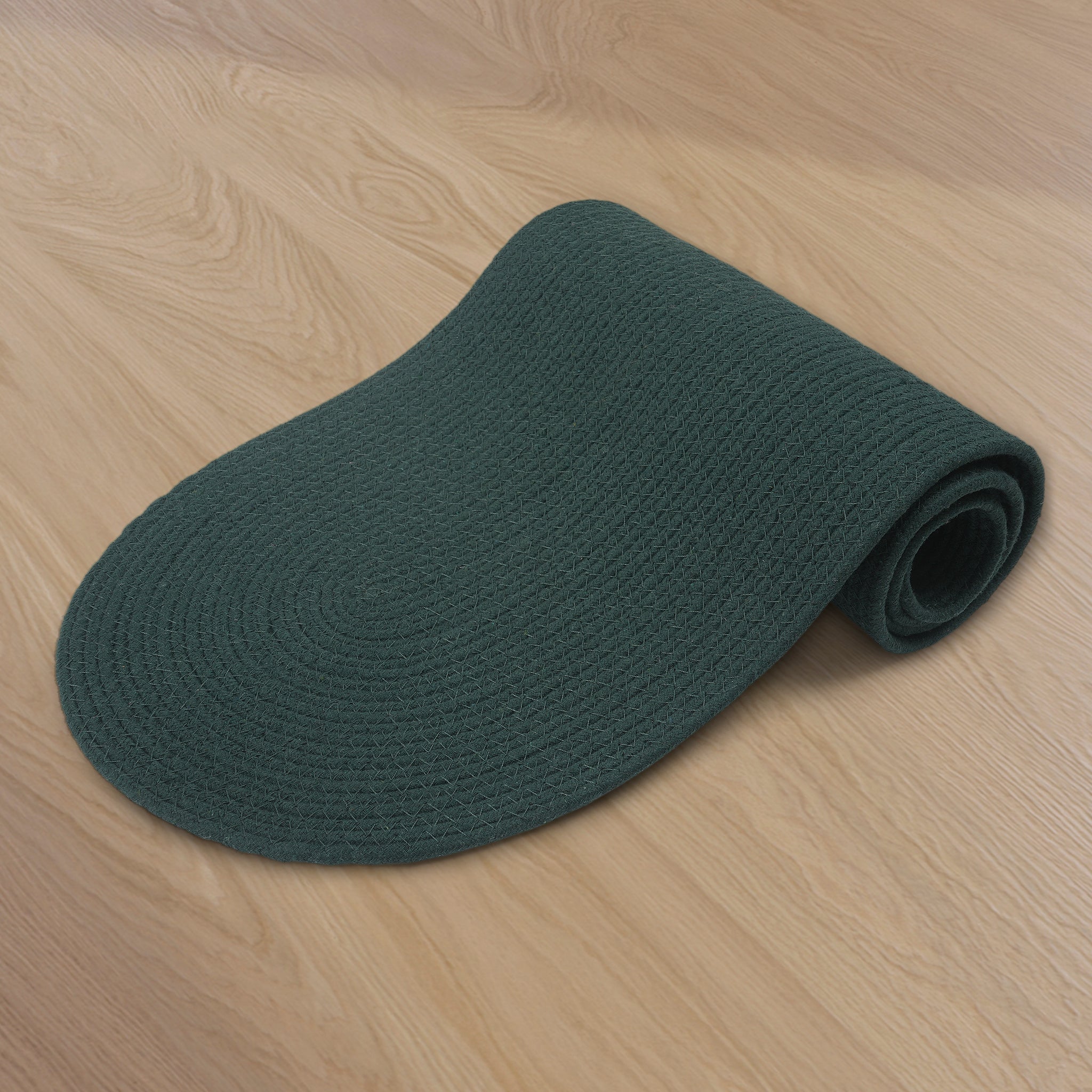 Cotton Dark Green Table Runner (Pack of 1)