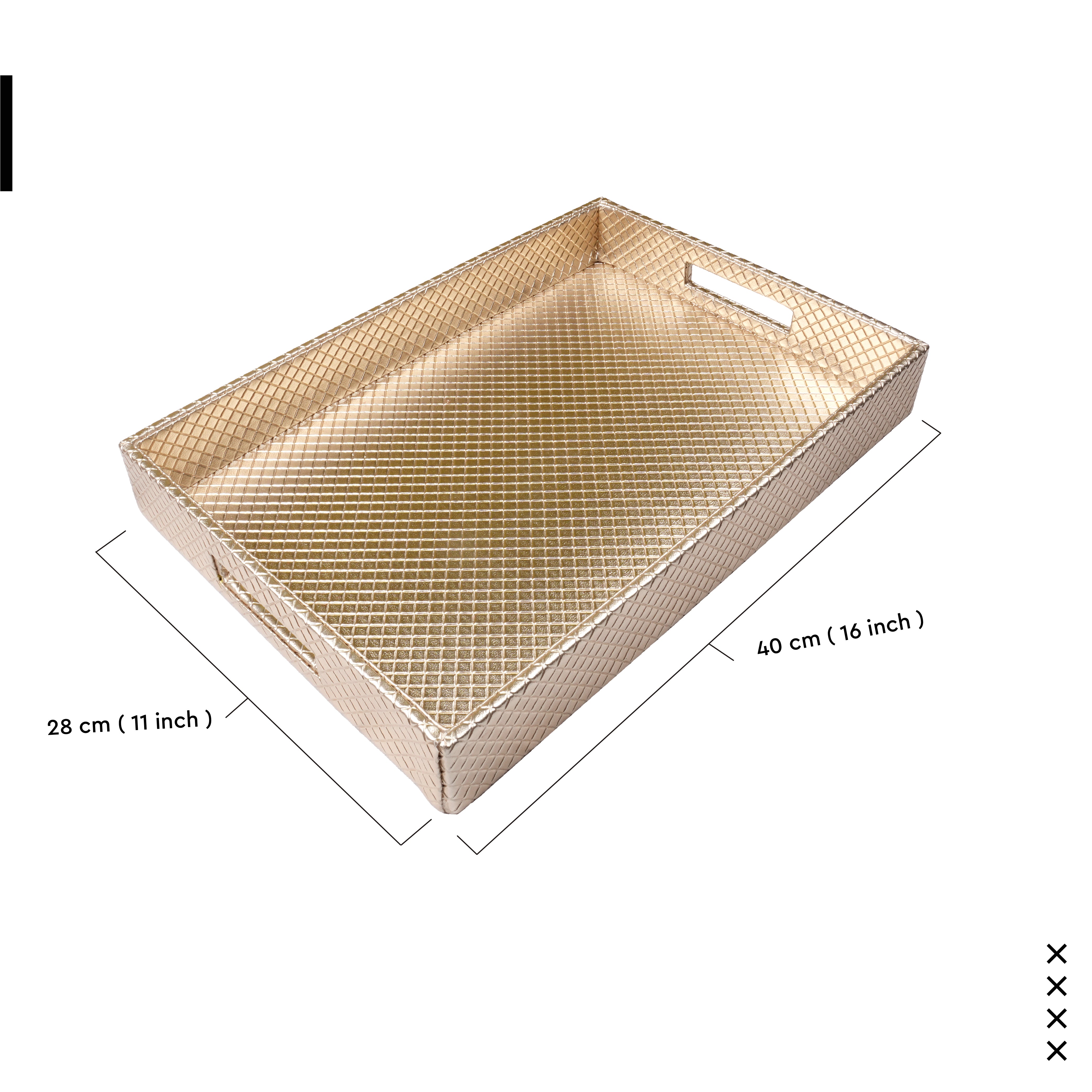 Leather Light Gold Leather Serving Tray