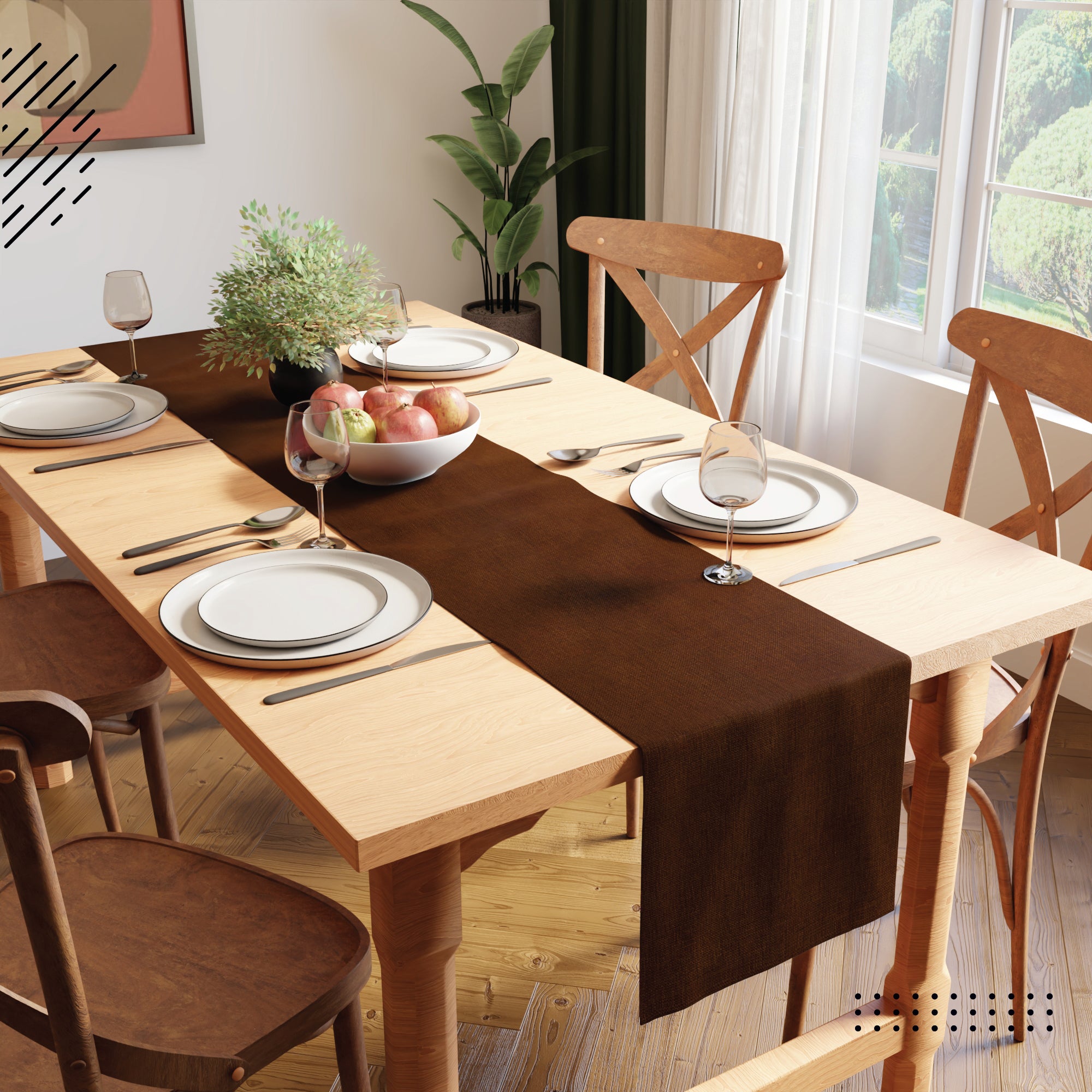 Chenille Chocolate Table Runner