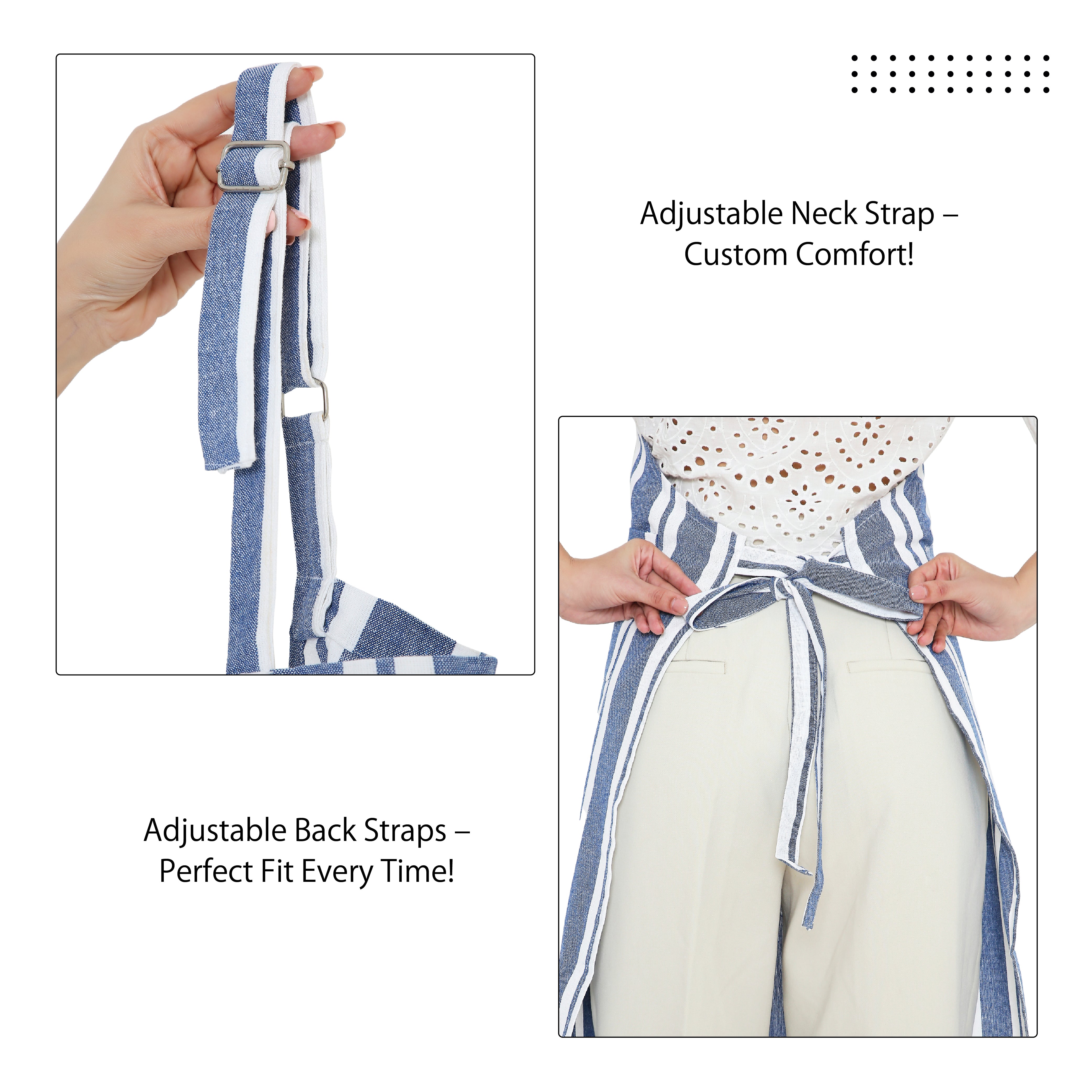 Cotton Franca Blue Stripes Apron (Pack of 1)