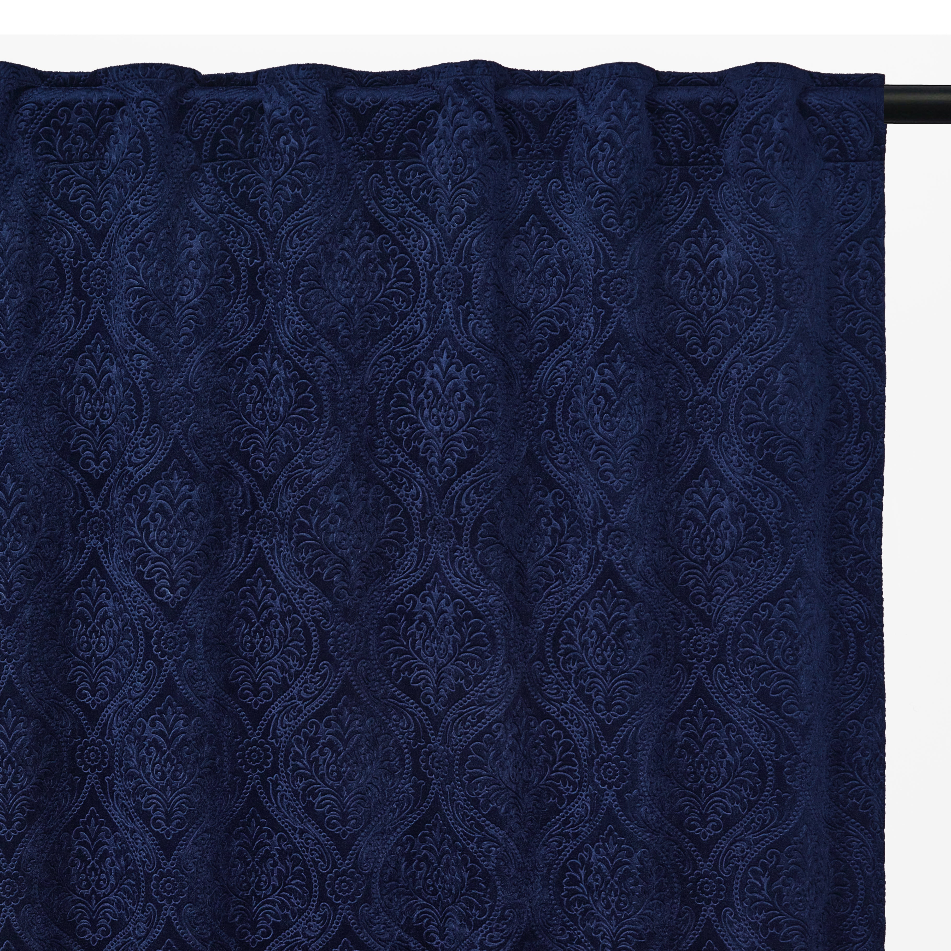 Embossed Velvet Navy Blue Curtain