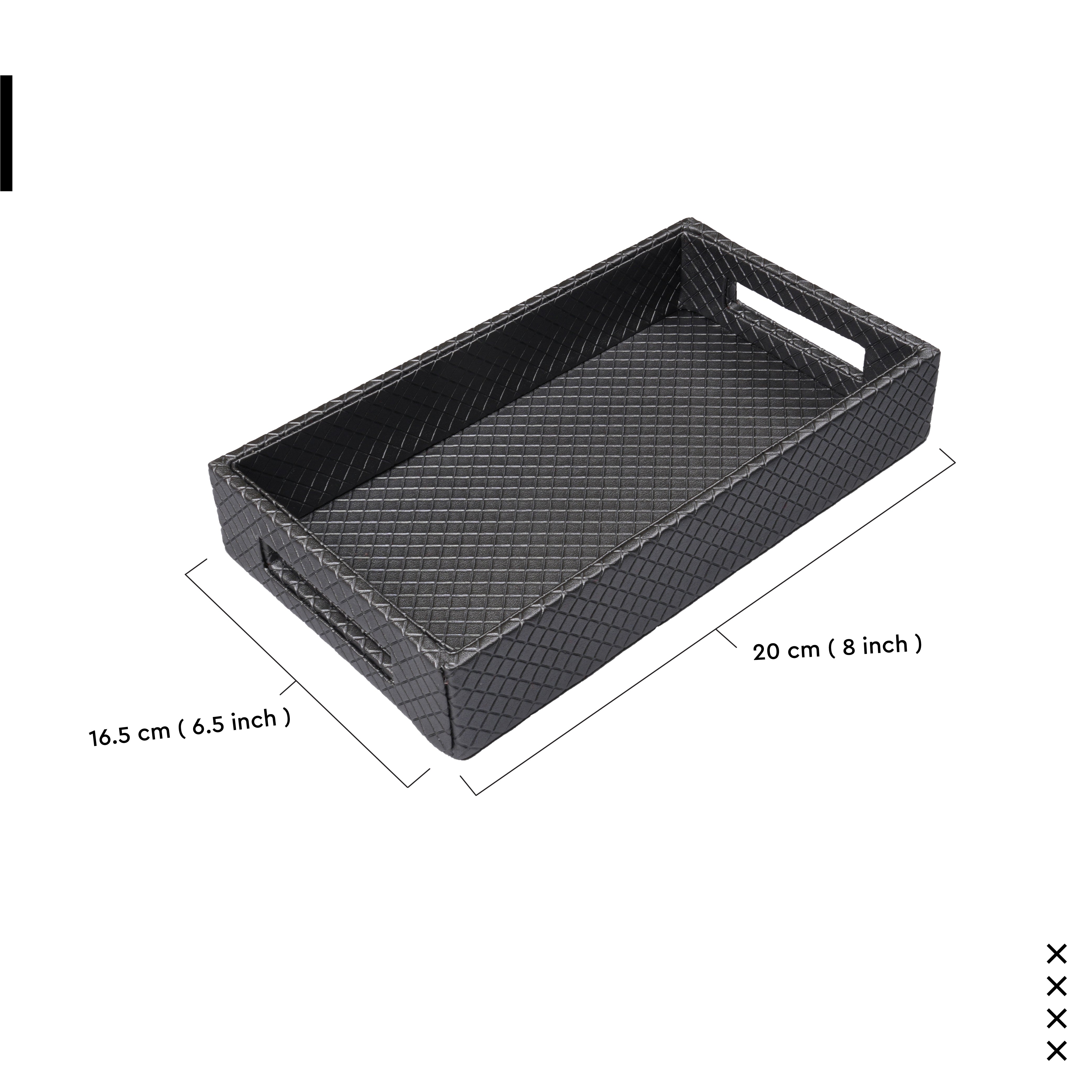 PU-Leather Grey Leather Serving Tray