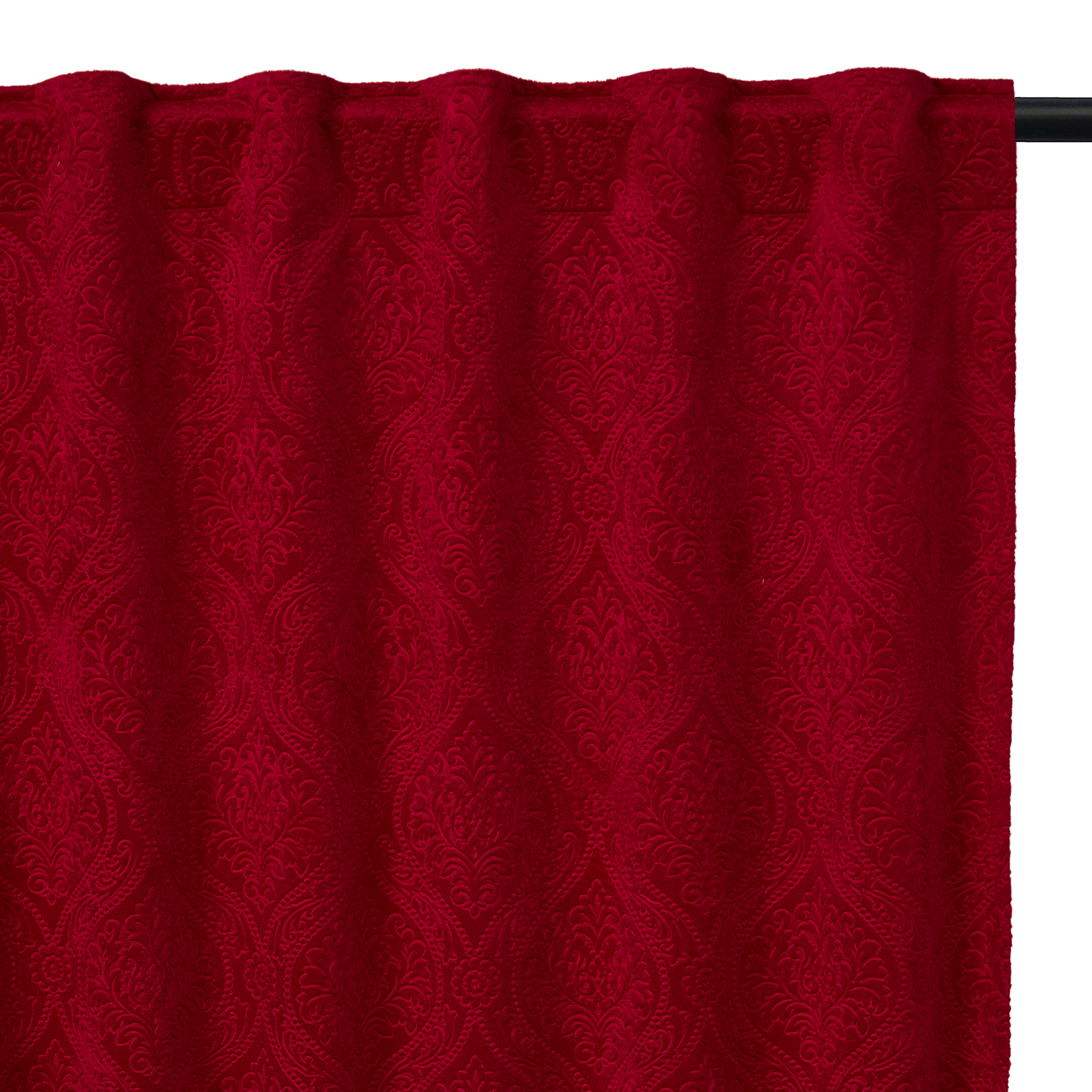 Embossed Velvet Red Curtain