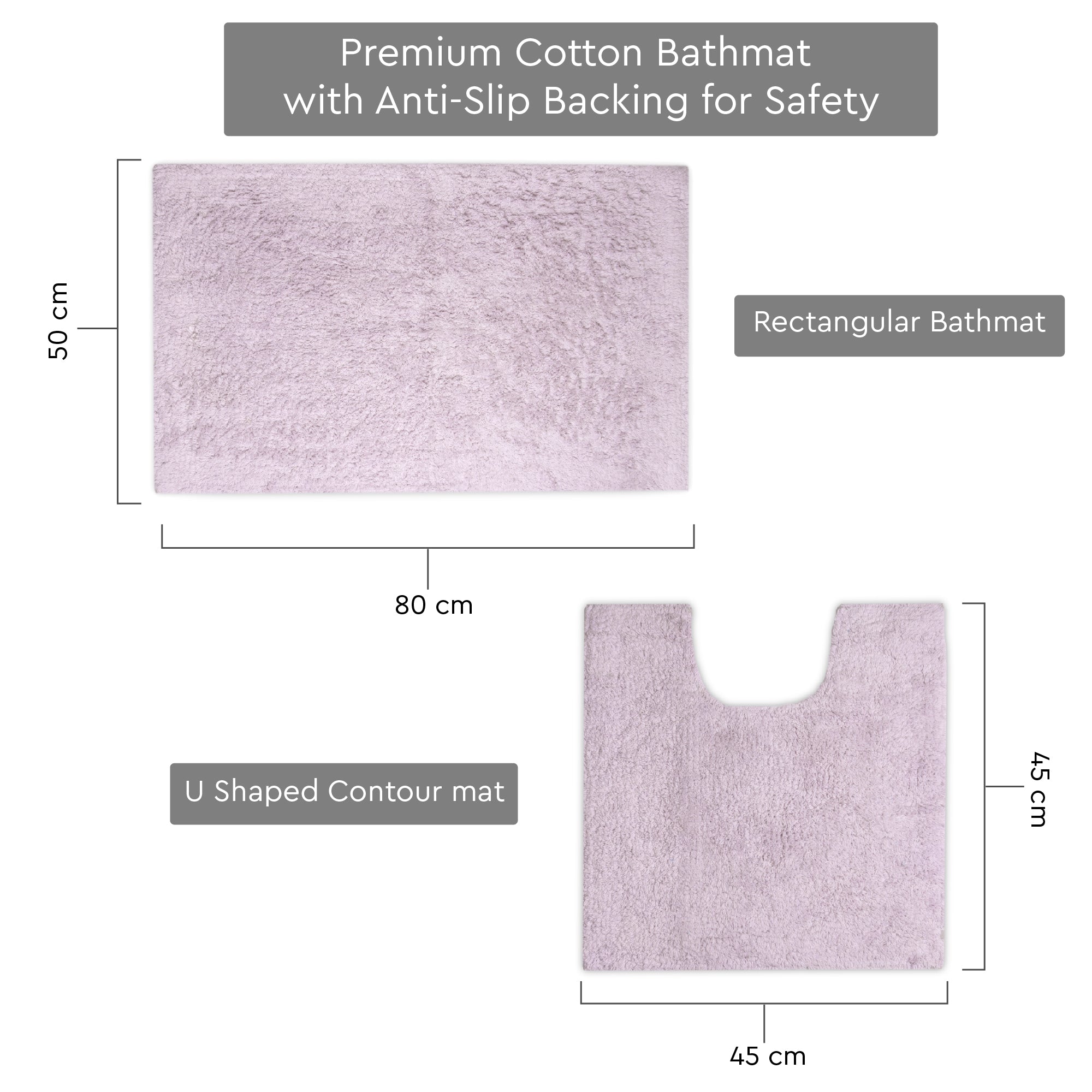 Cotton Lilac Bathmat (Pack of 2)