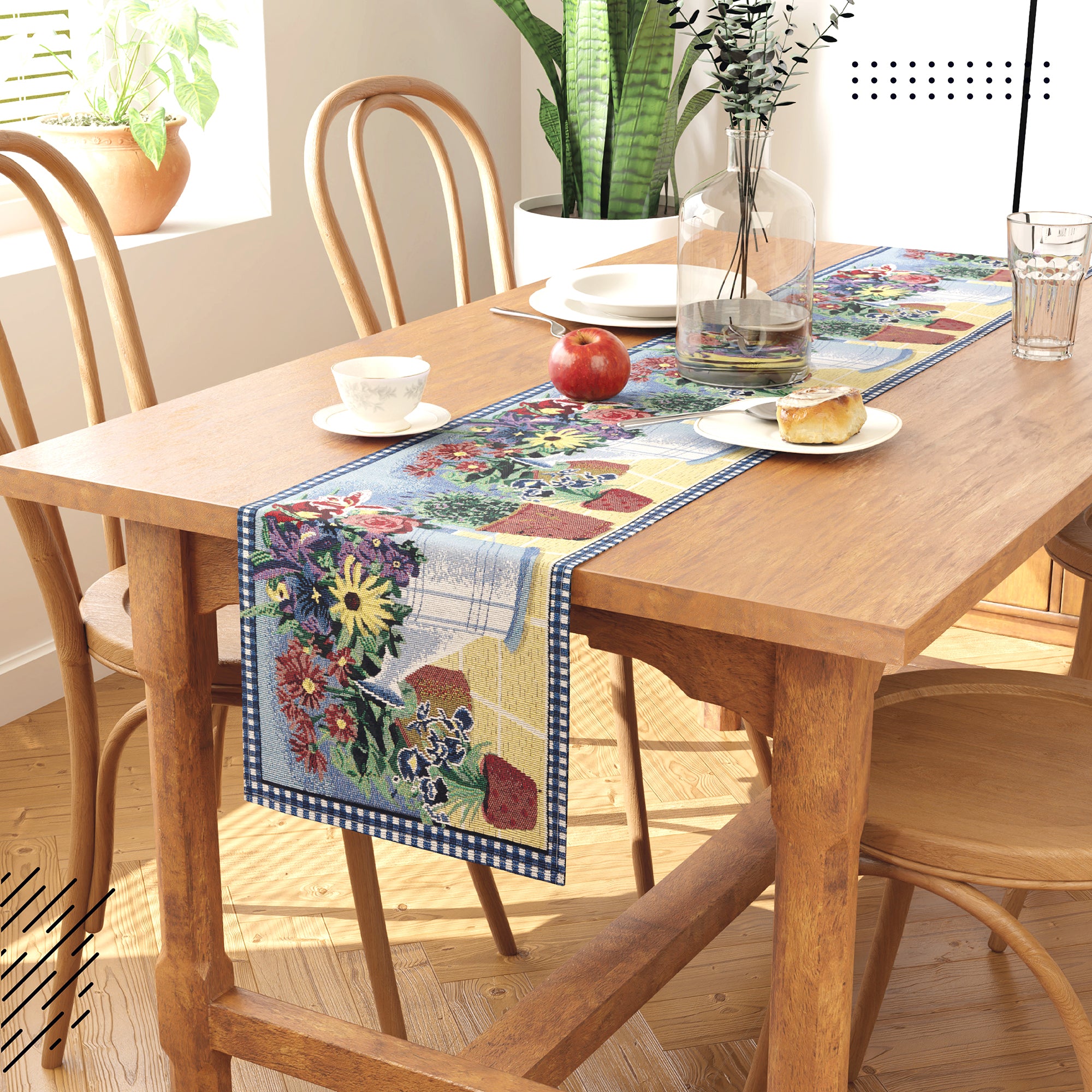 Cotton Flowerpot Table Runner (Pack of 1)