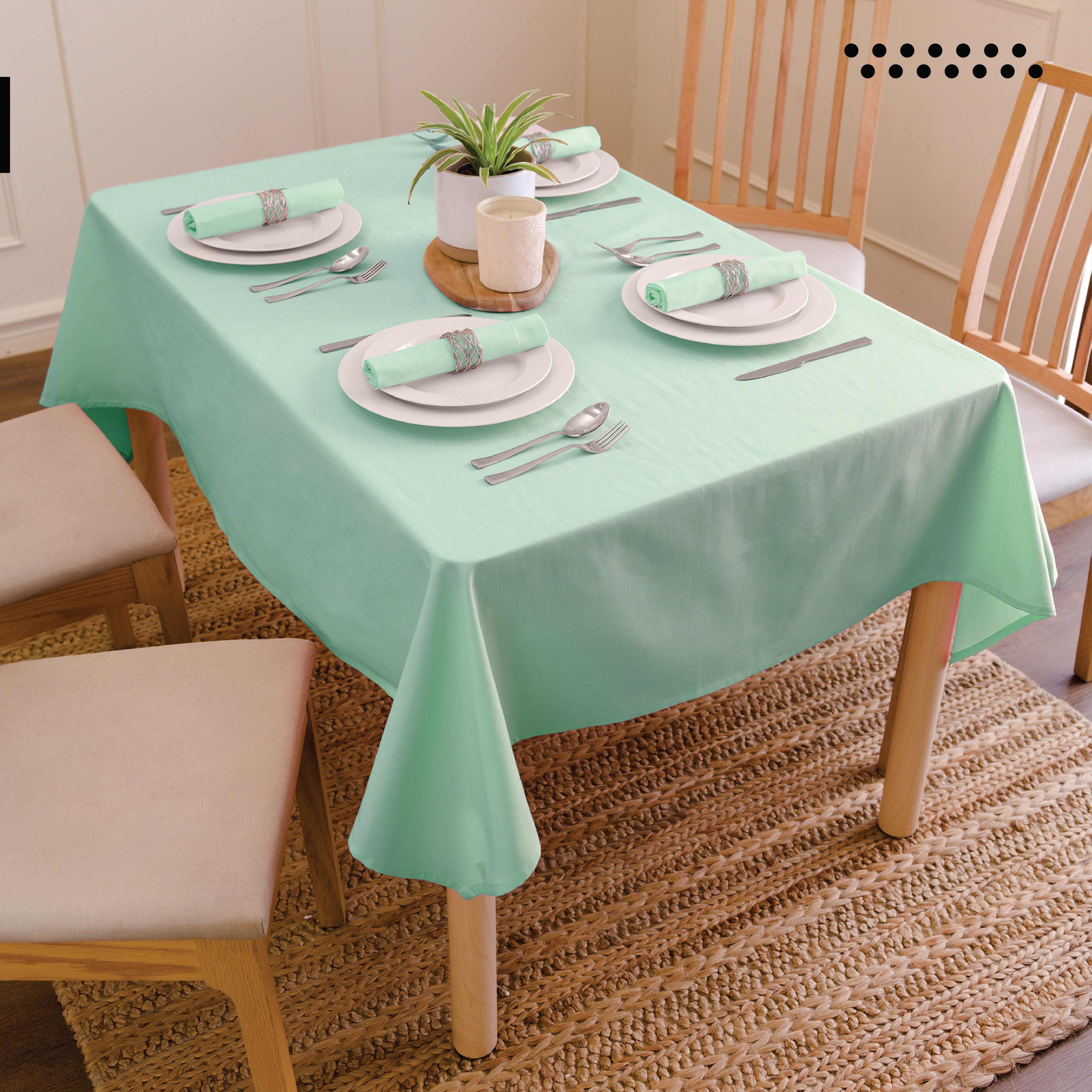 Cotton Mint Green Table Cloth (Pack of 1)