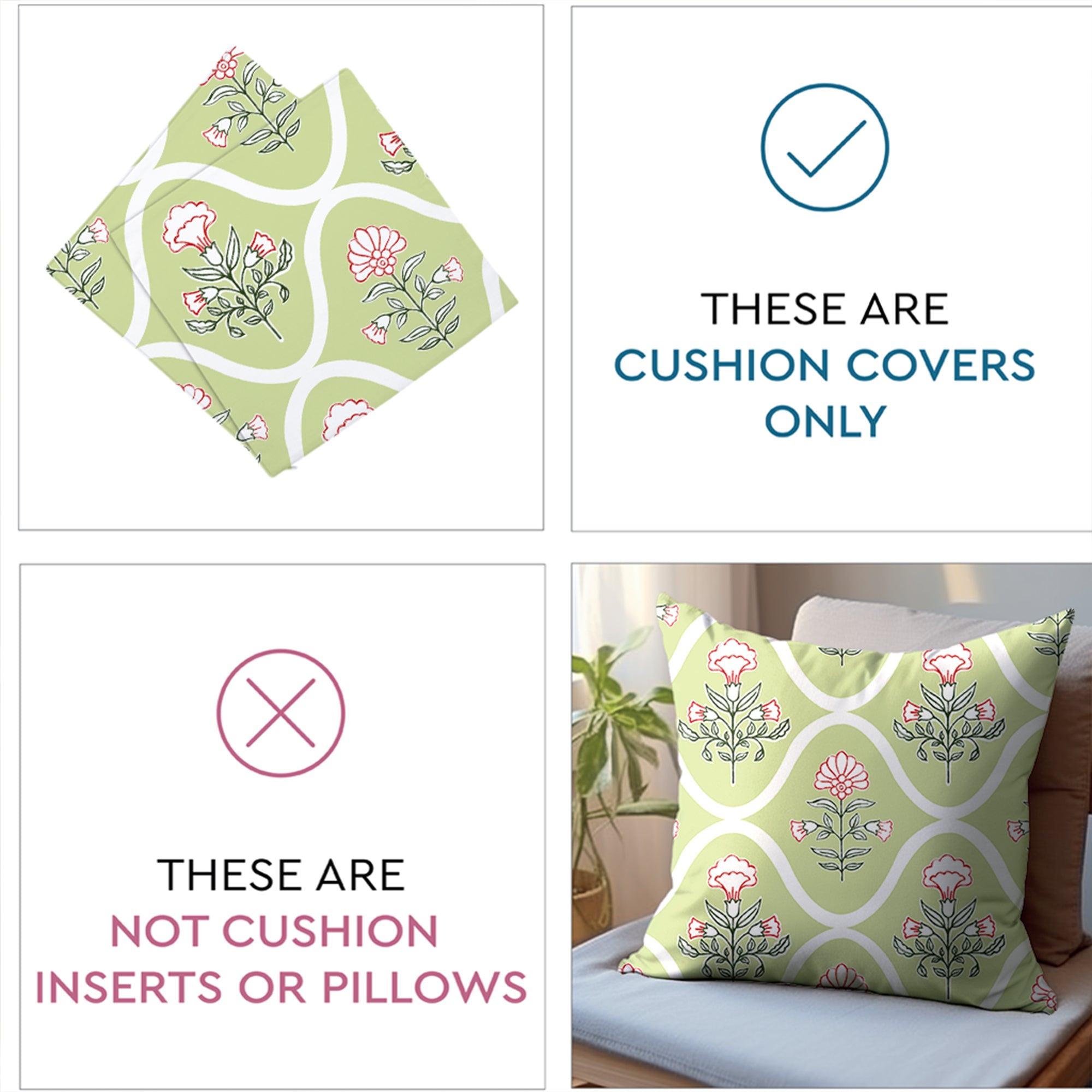 Micro Pea Green Cushion Cover