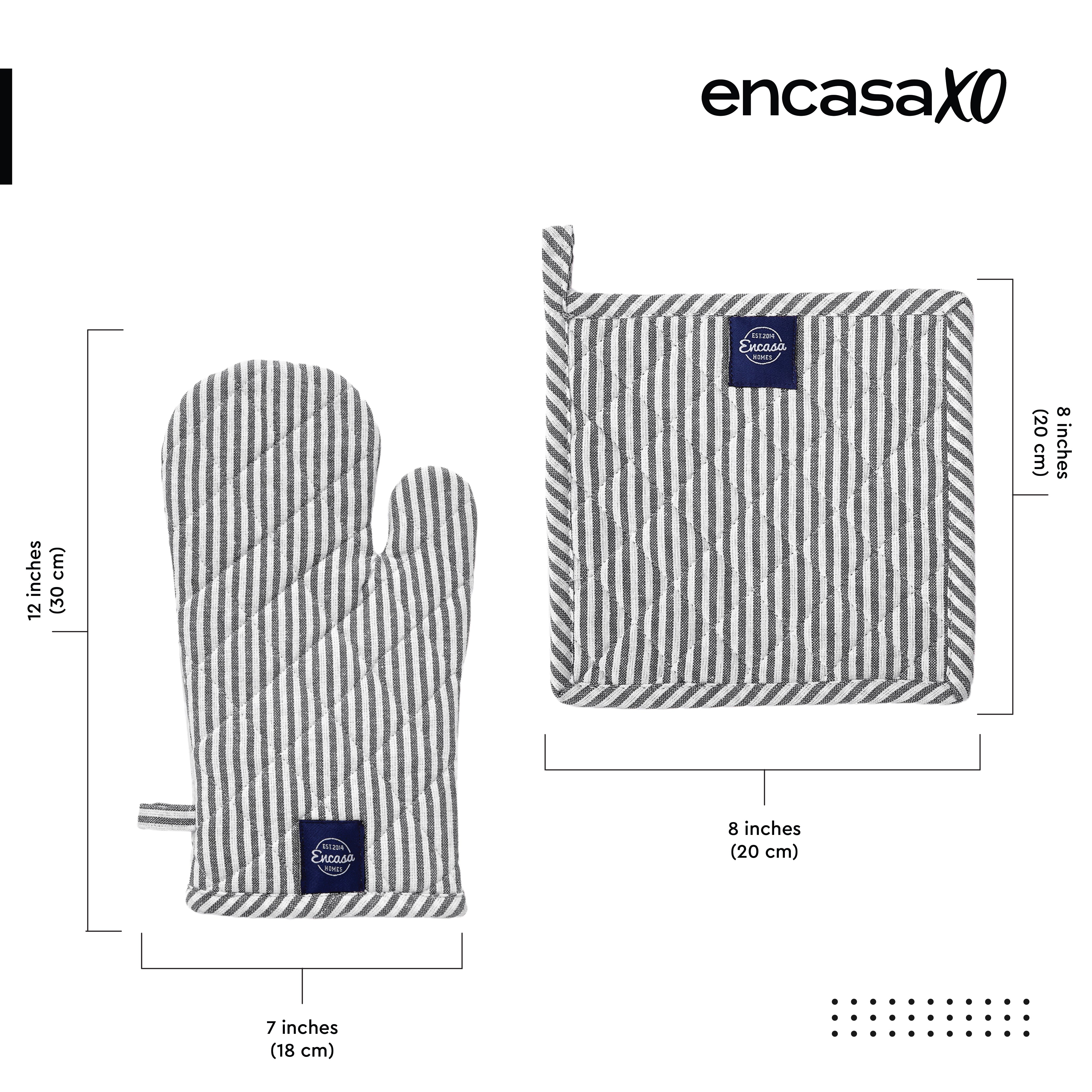 Cotton Ticking Black Oven Glove & Pot Holder