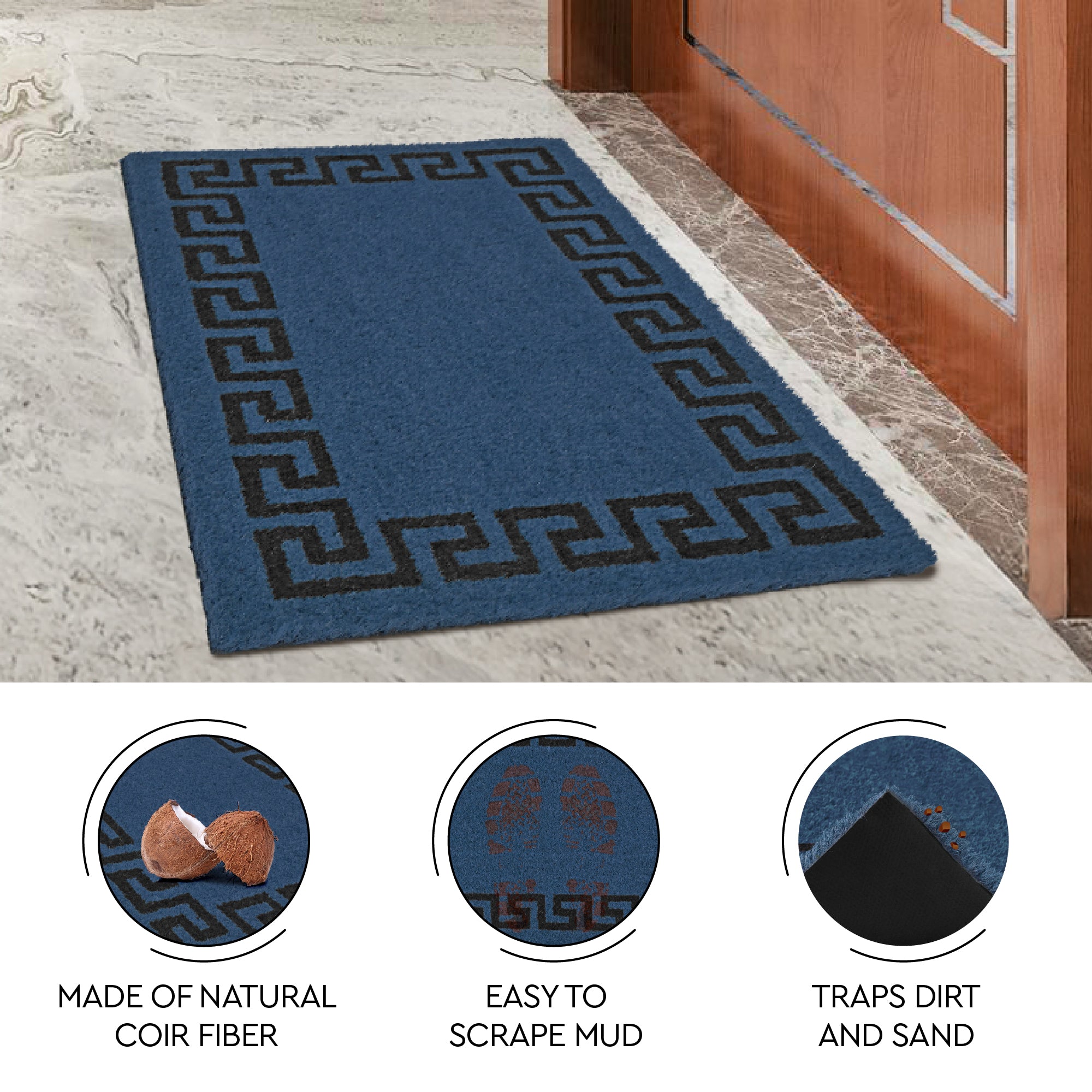 Coir Door Mats for Home Entrance Thick Anti-slip Welcome Doormat with PVC Back | Ideal for Indoor, Outdoor, Patio, Home and Office | Durable and Easy to Clean