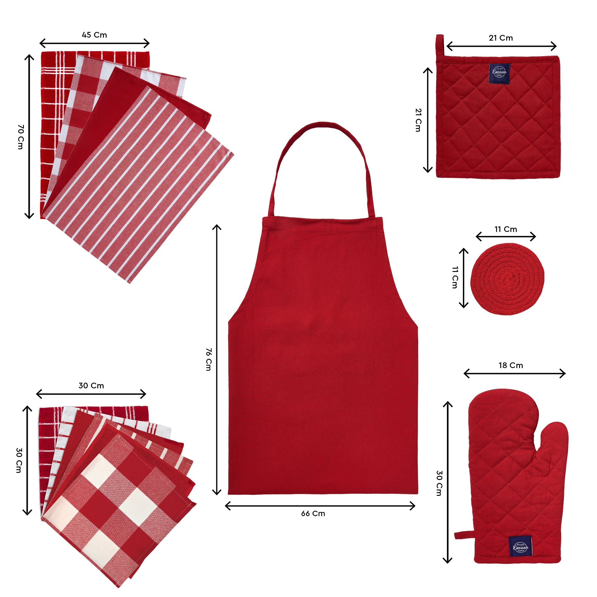 Cotton Red Combo Kitchen Set (Pack of 21)