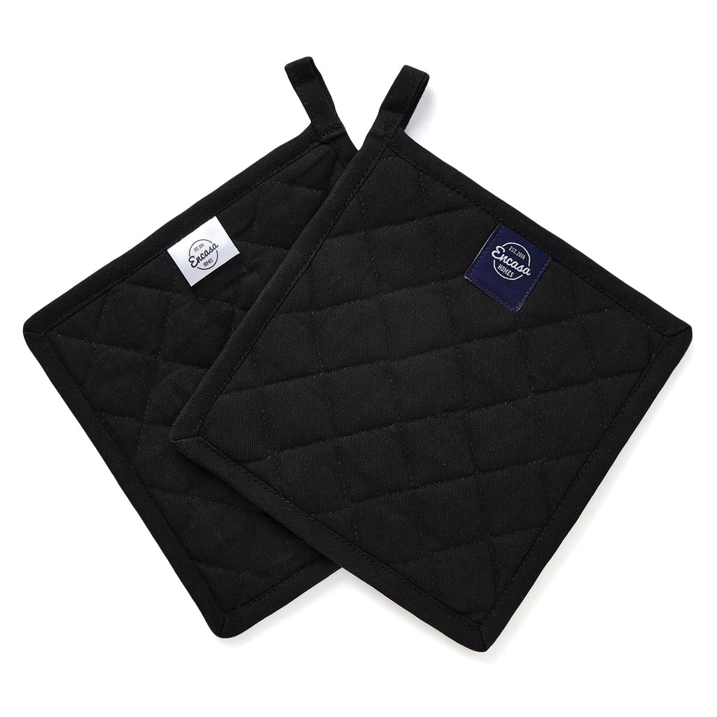 Yarn Dyed Cotton Full Black Potholder (Pack of 4)