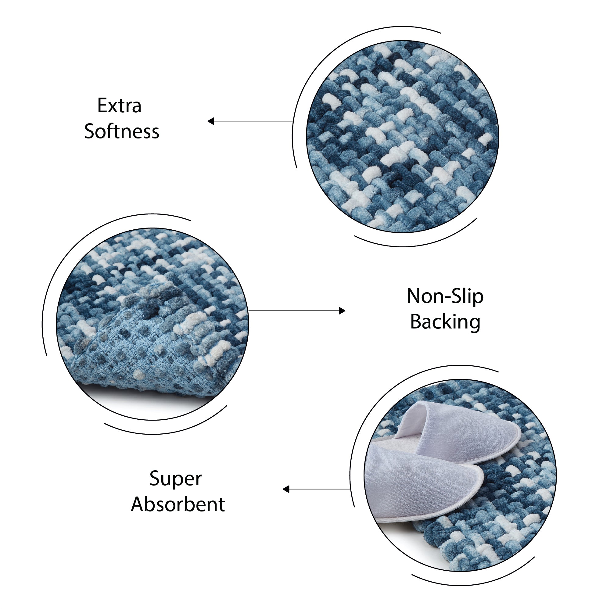 Cotton Blue Bathmat (Pack of 1)