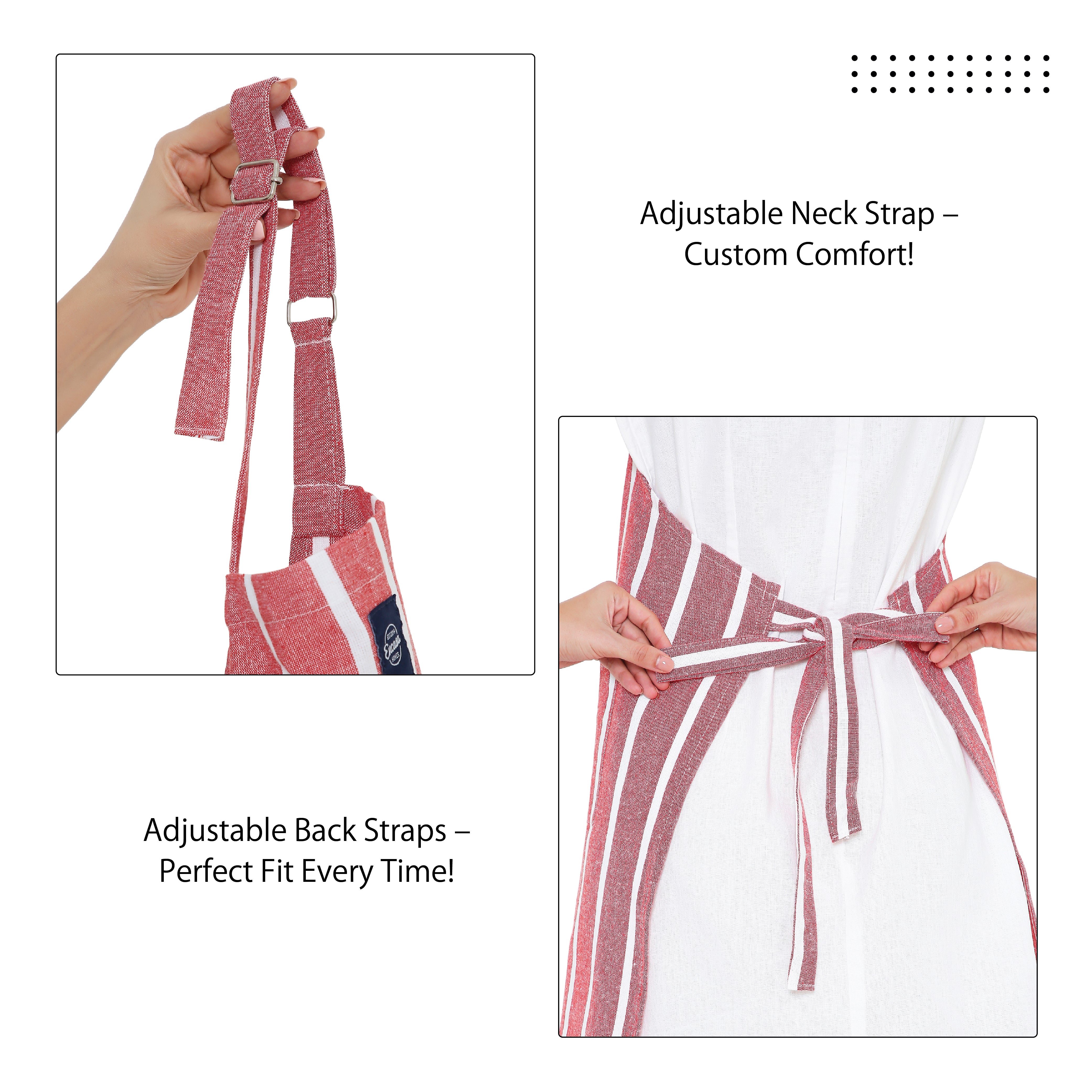 Cotton Roma Red Stripes Apron (Pack of 1)