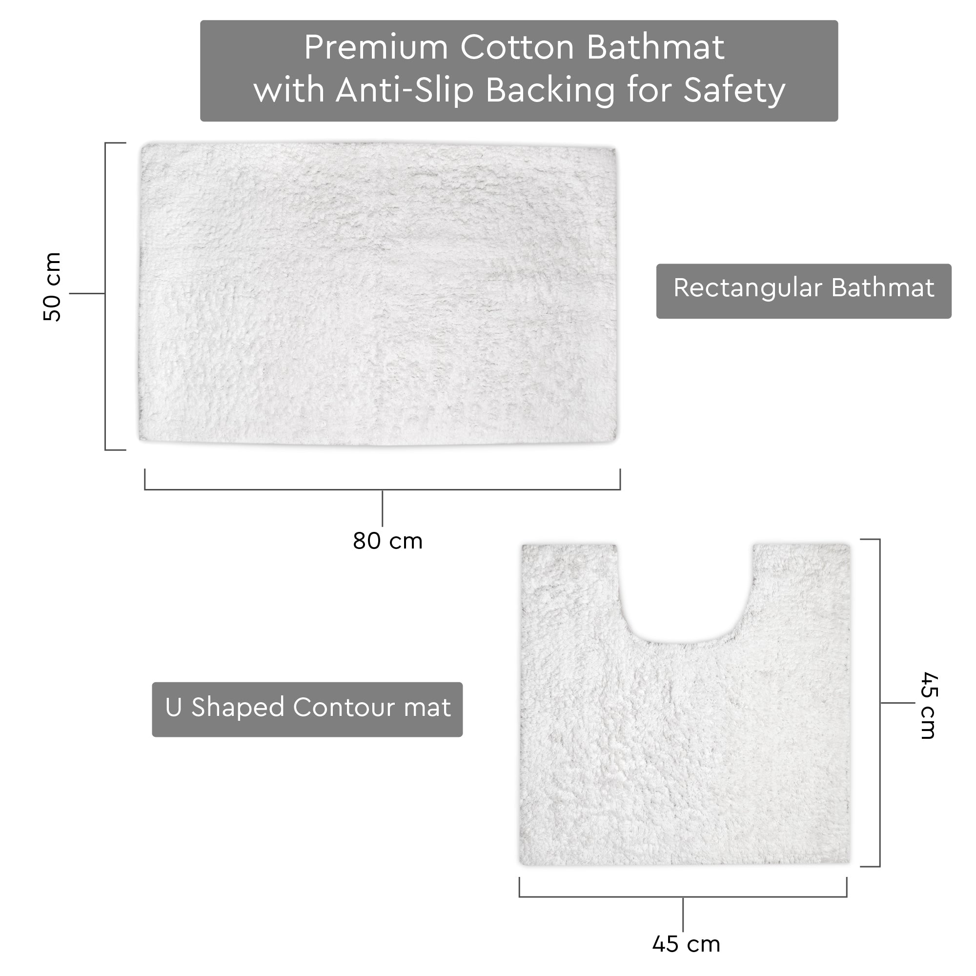 Cotton White Bathmat (Pack of 2)