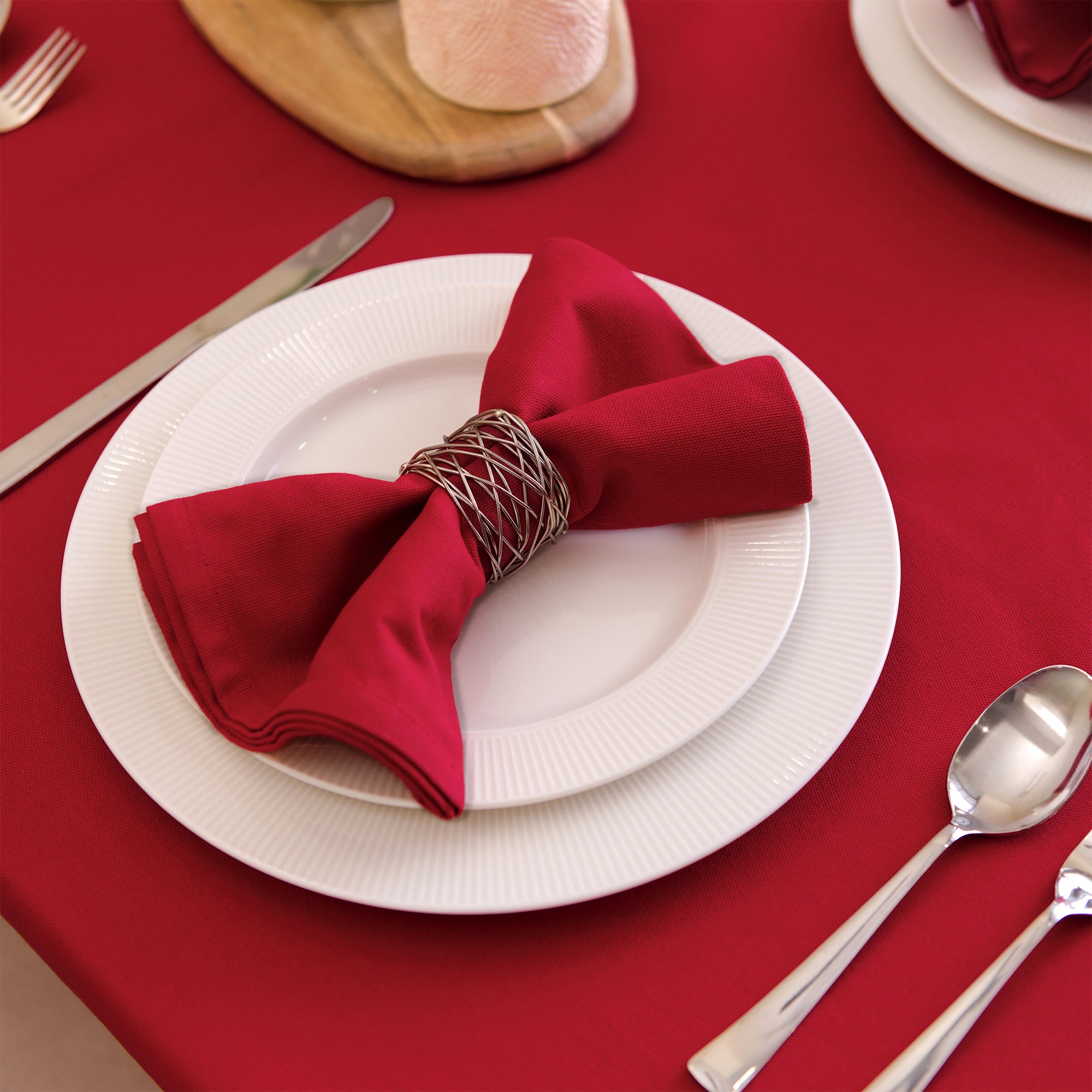 Cotton Deep Red Table Napkins (Pack of 6)