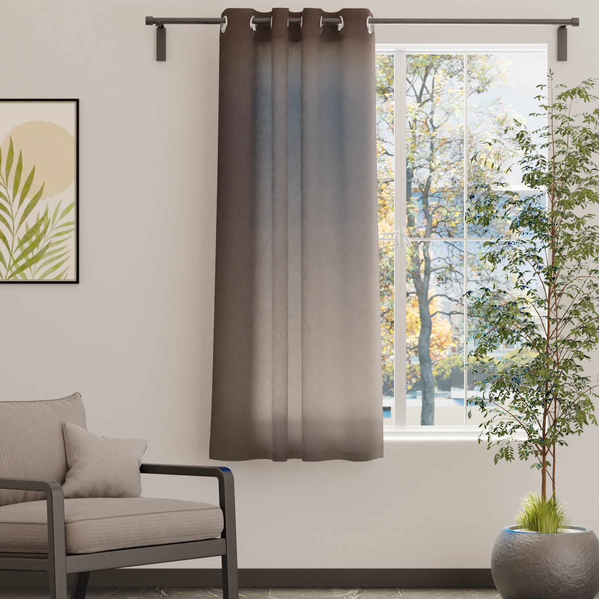 Canvas Taupe Curtain (Pack of 1)