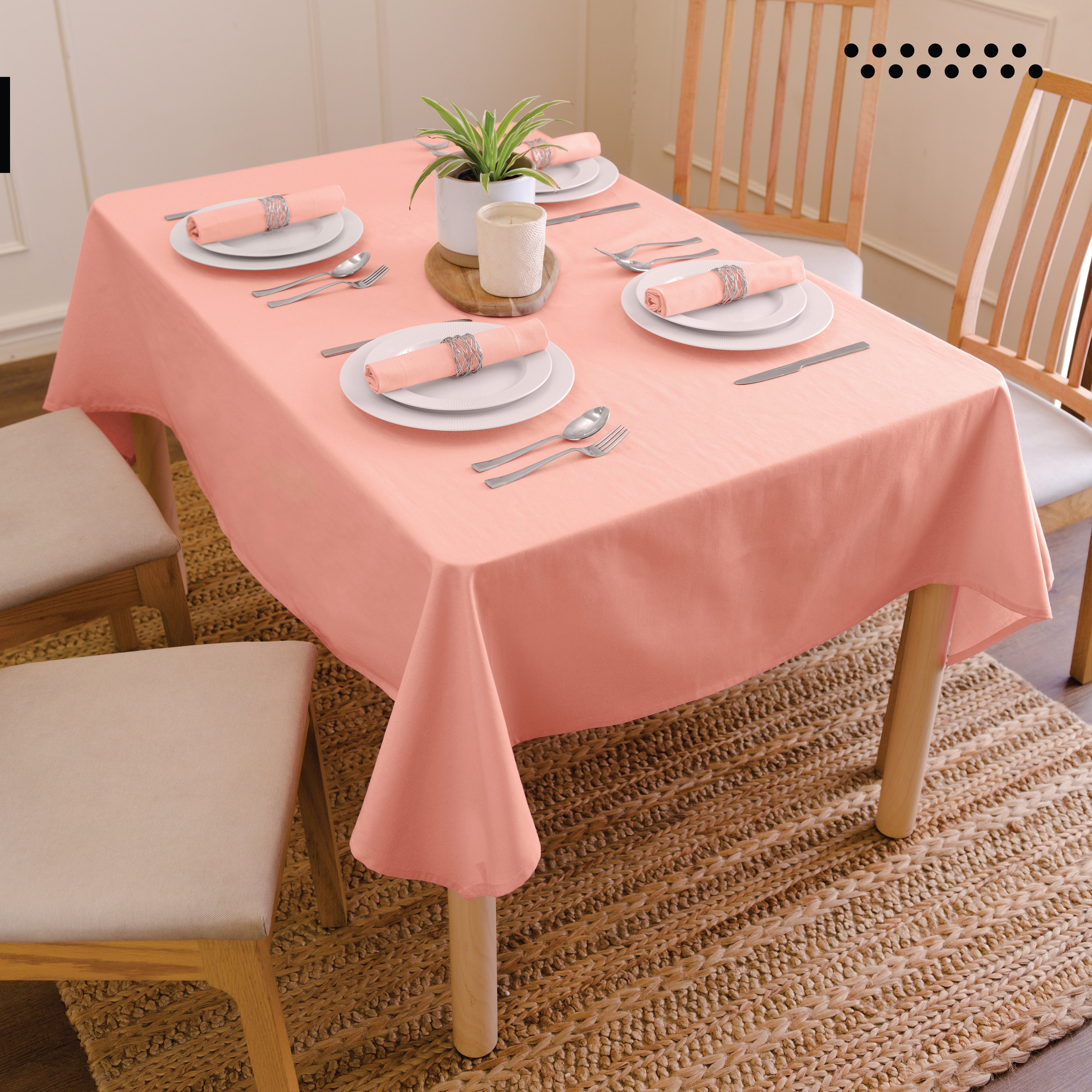 Cotton Powder Pink Table Cloth (Pack of 1)